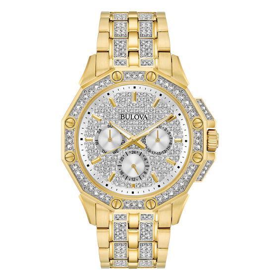Bulova Mens Phantom Crystal-Accent Stainless Steel Bracelet Watch - 96A254 Silver Product Image