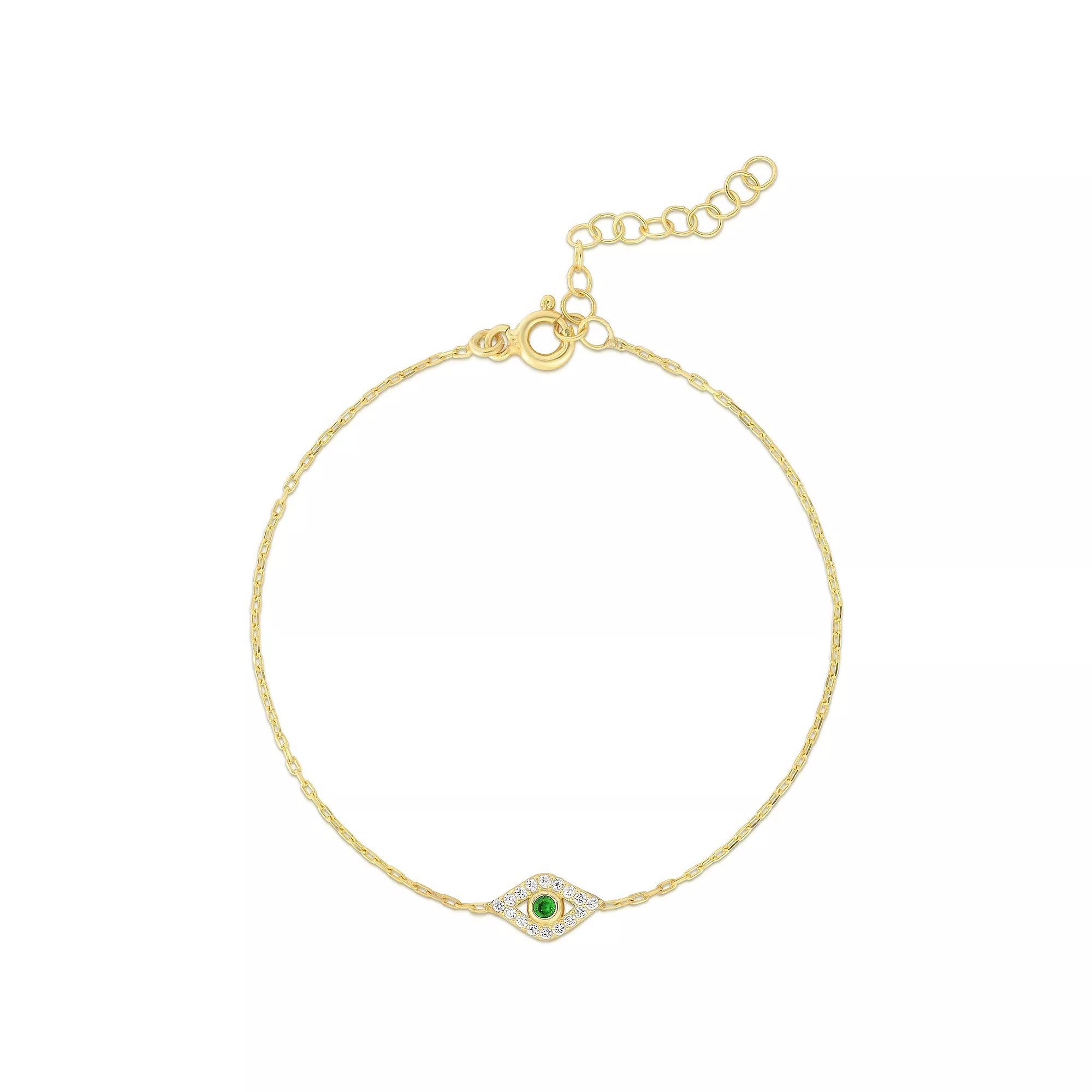 Sunkissed Sterling Cubic Zirconia Eye Bracelet, Womens Green Product Image