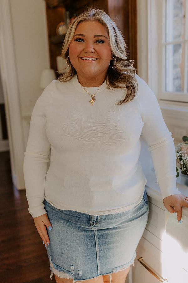 Breezy Chic Knit Sweater Top in Ivory Curves Product Image