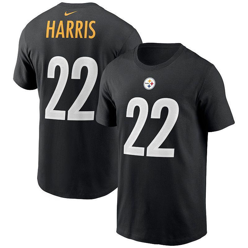 Mens Najee Harris Black Pittsburgh Steelers 2021 Nfl Draft First Round Pick Player Name and Number T-shirt Product Image
