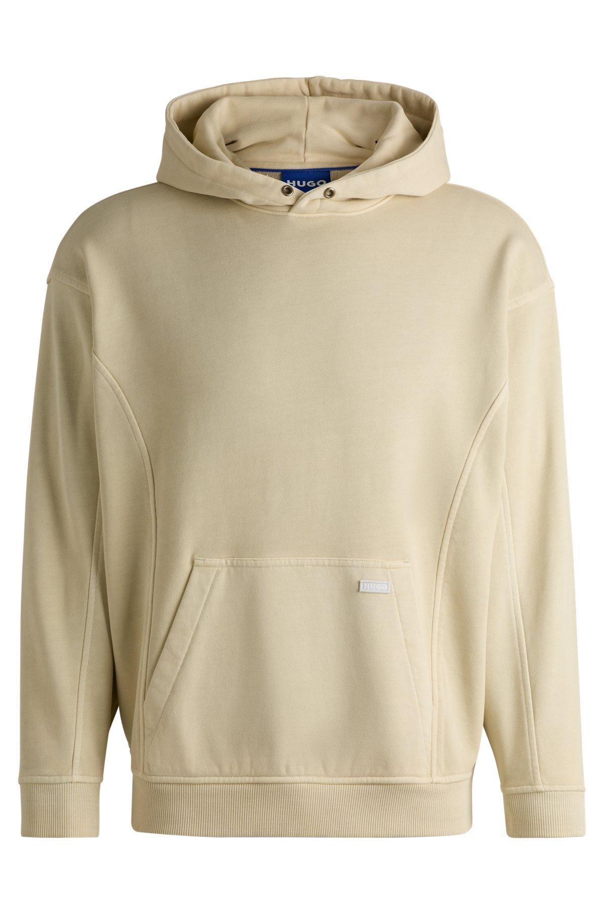 Cotton-terry hoodie with vintage eyelets Product Image