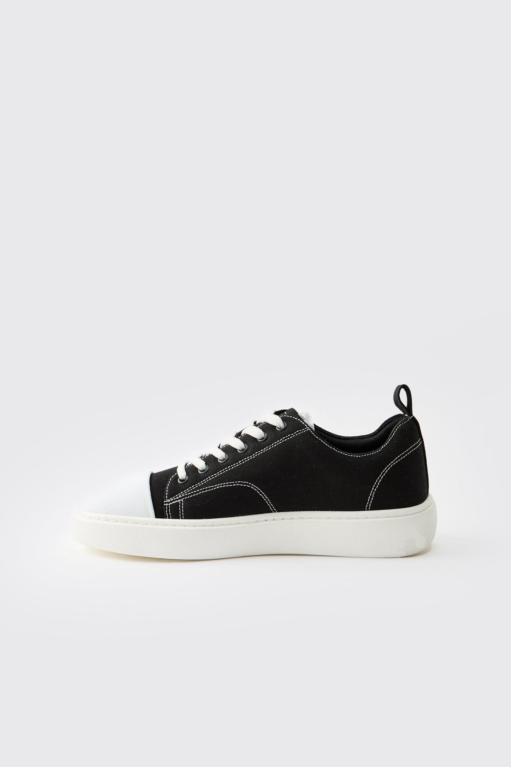 Contrast Stitch Canvas Trainer | boohooMAN USA Product Image