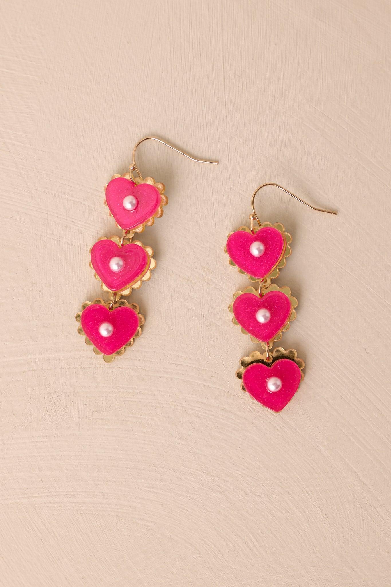 Cherry Pie Pink Heart Dangle Earrings Product Image