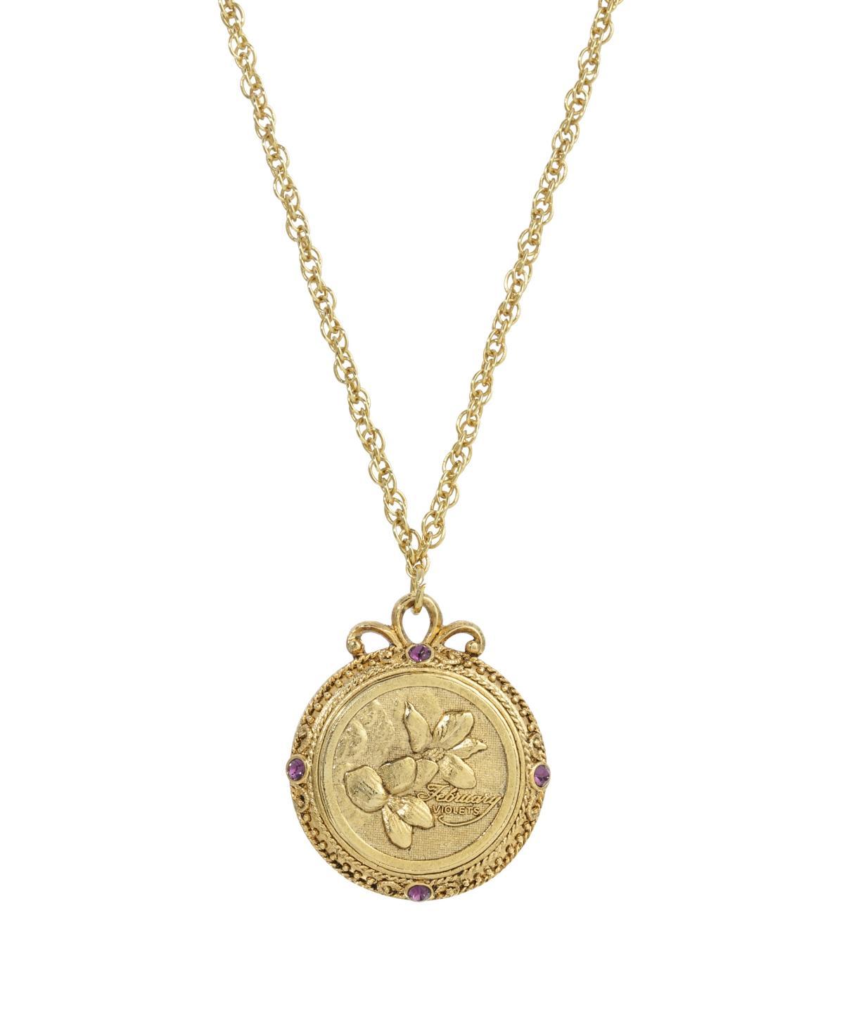 1928 Gold Tone Flower of the Month Pendant Necklace, Womens, September Product Image