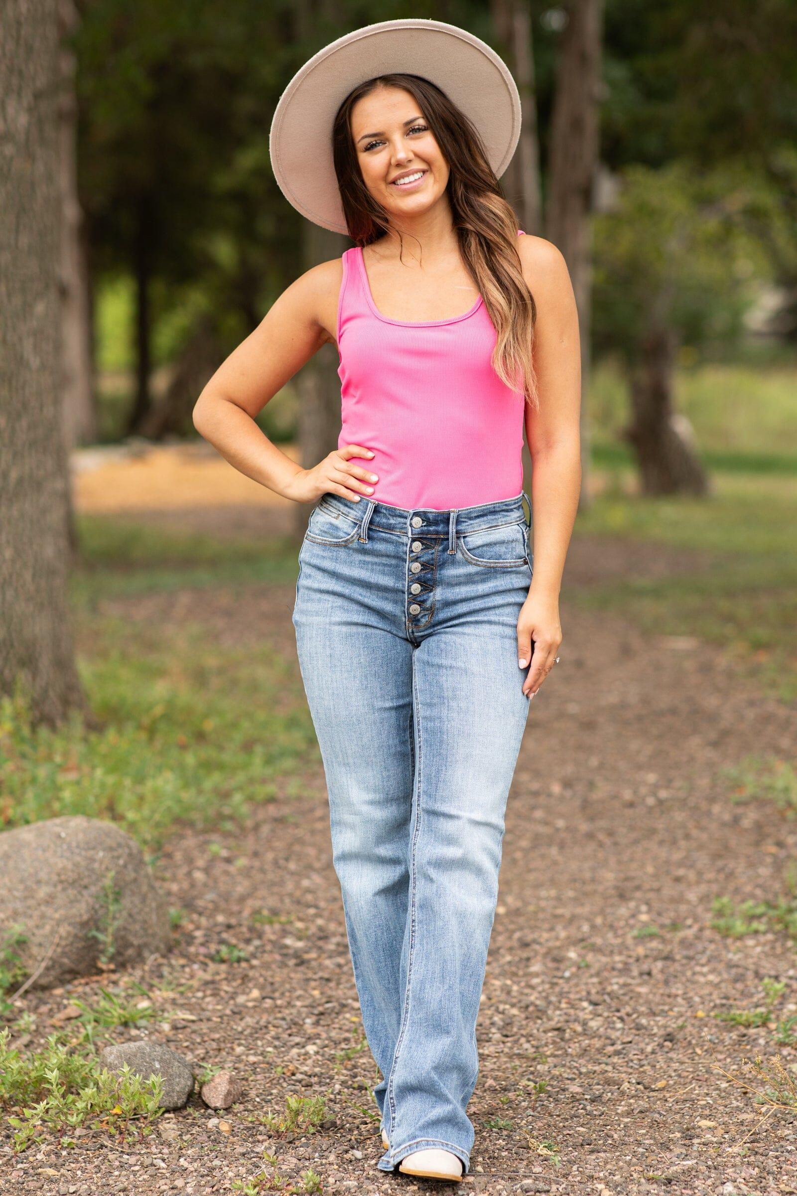 Hot Pink Round Neck Bodysuit Product Image