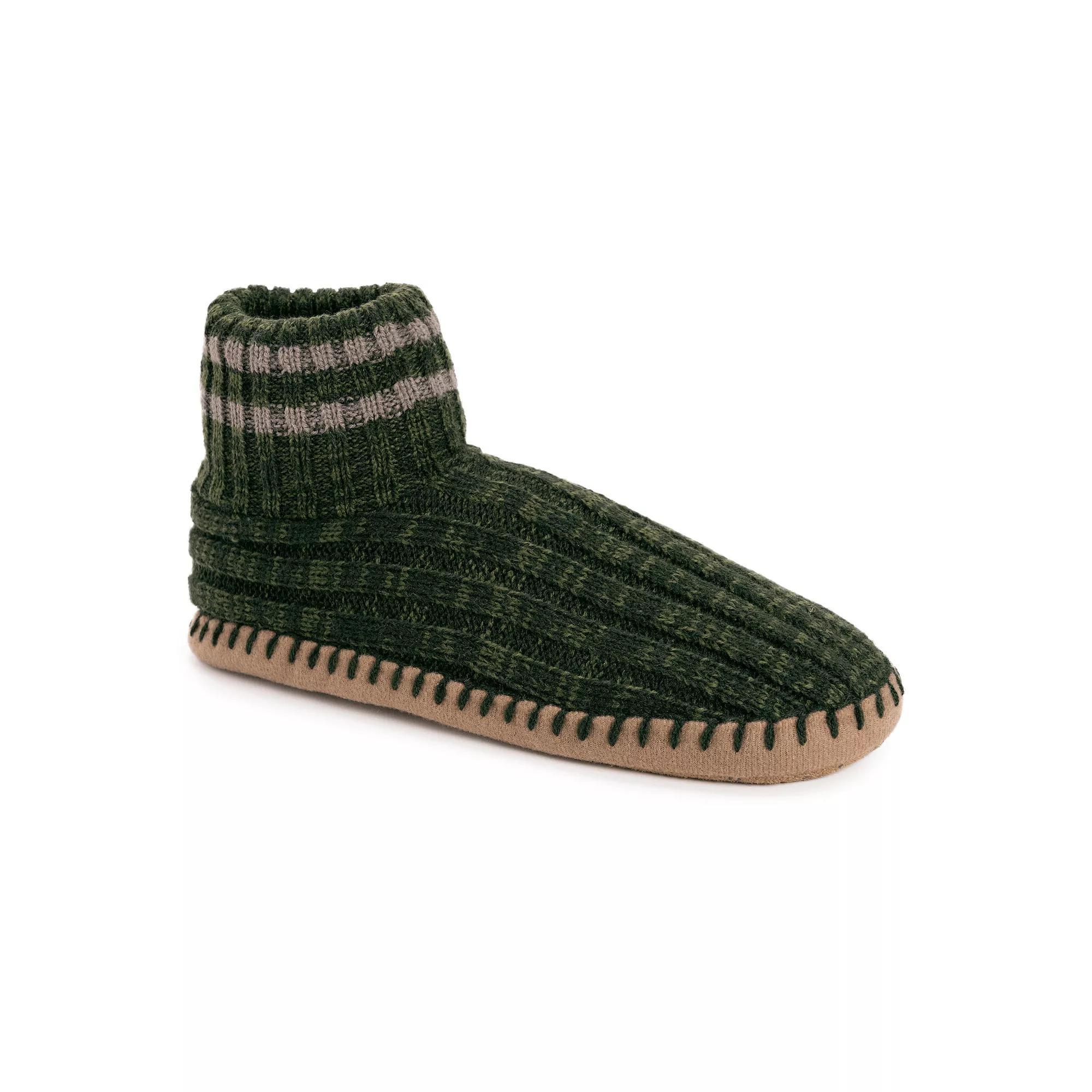 MUK LUKS Cable Knit Cuffed Men's Boot Slippers, Size: Small-Medium, Brown Marl Product Image