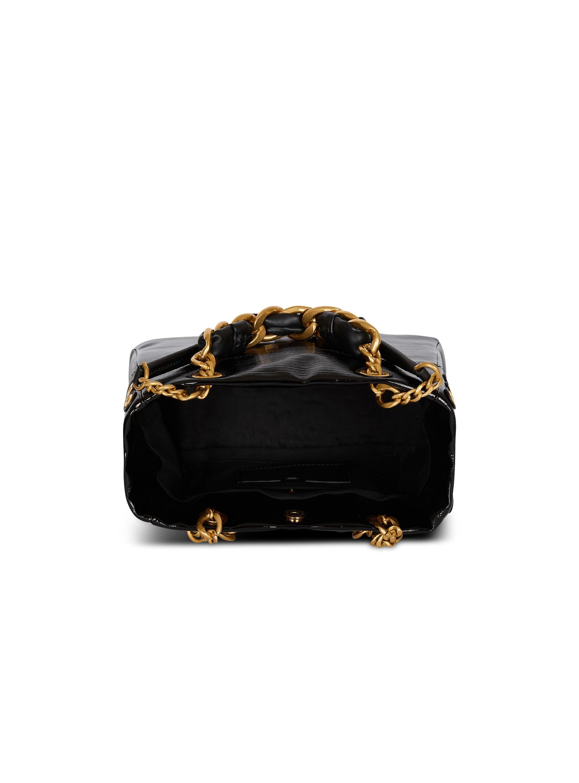 Small 1945 Soft tote bag in striped patent leather Product Image