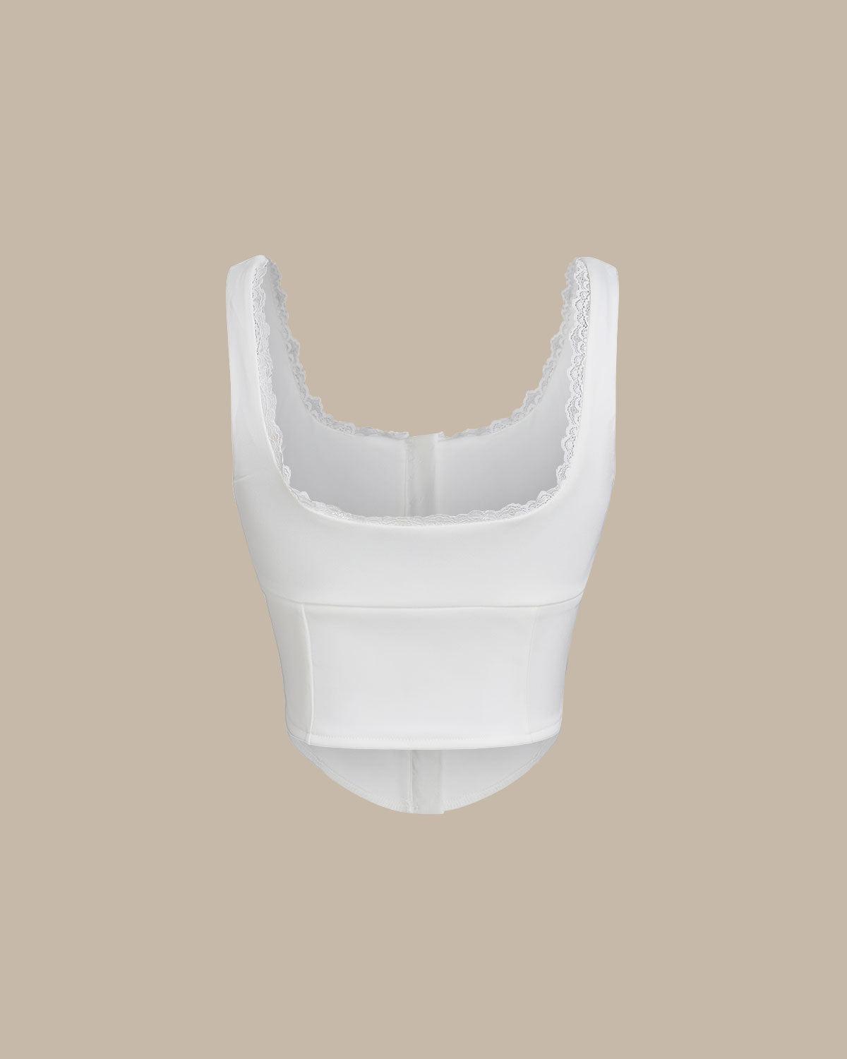 White U Neck Lace Tank Top Product Image