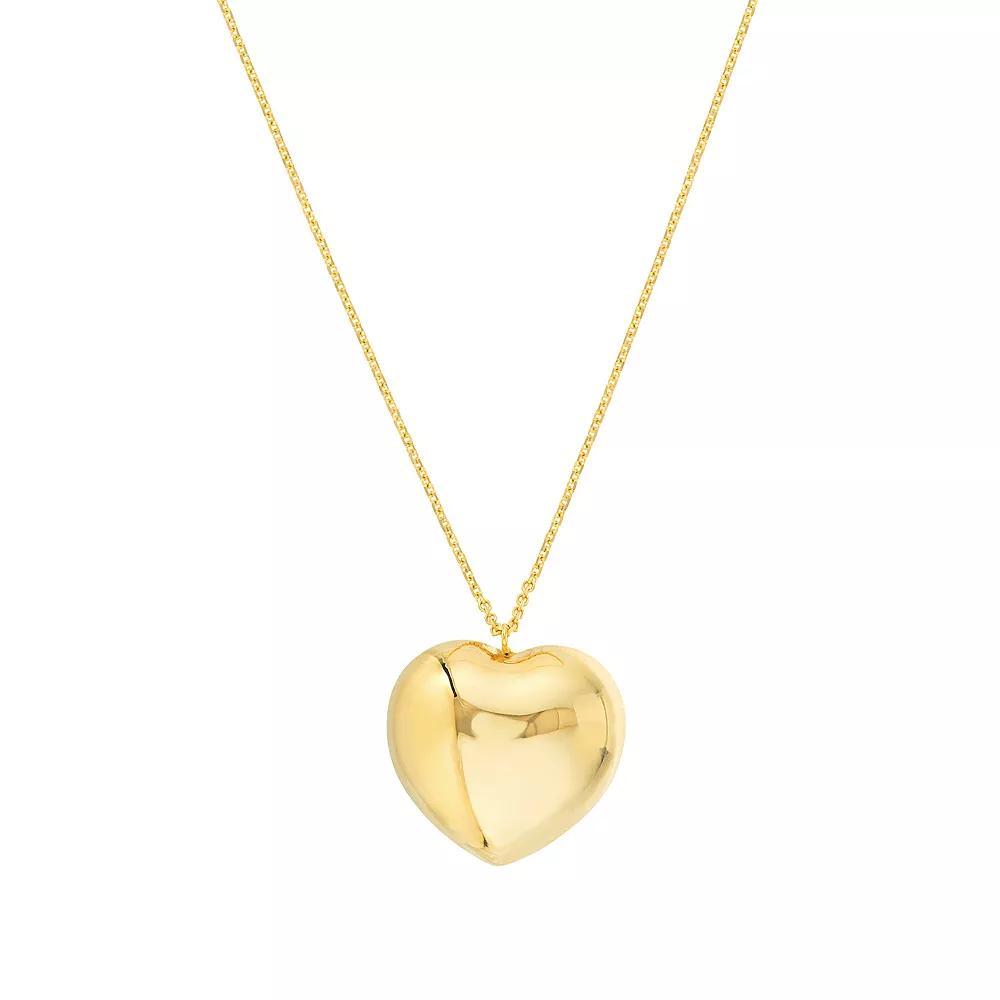 14k Gold Puffed Heart Pendant Necklace, Women's, Size: 18" Product Image
