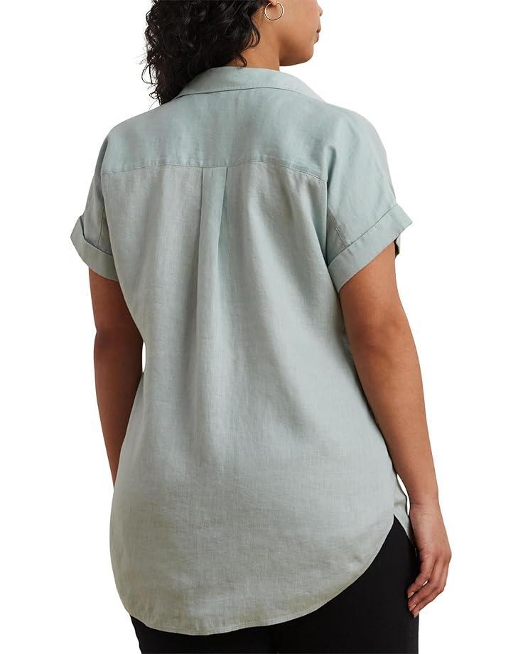 Plus Size Linen Dolman-Sleeve Shirt Product Image
