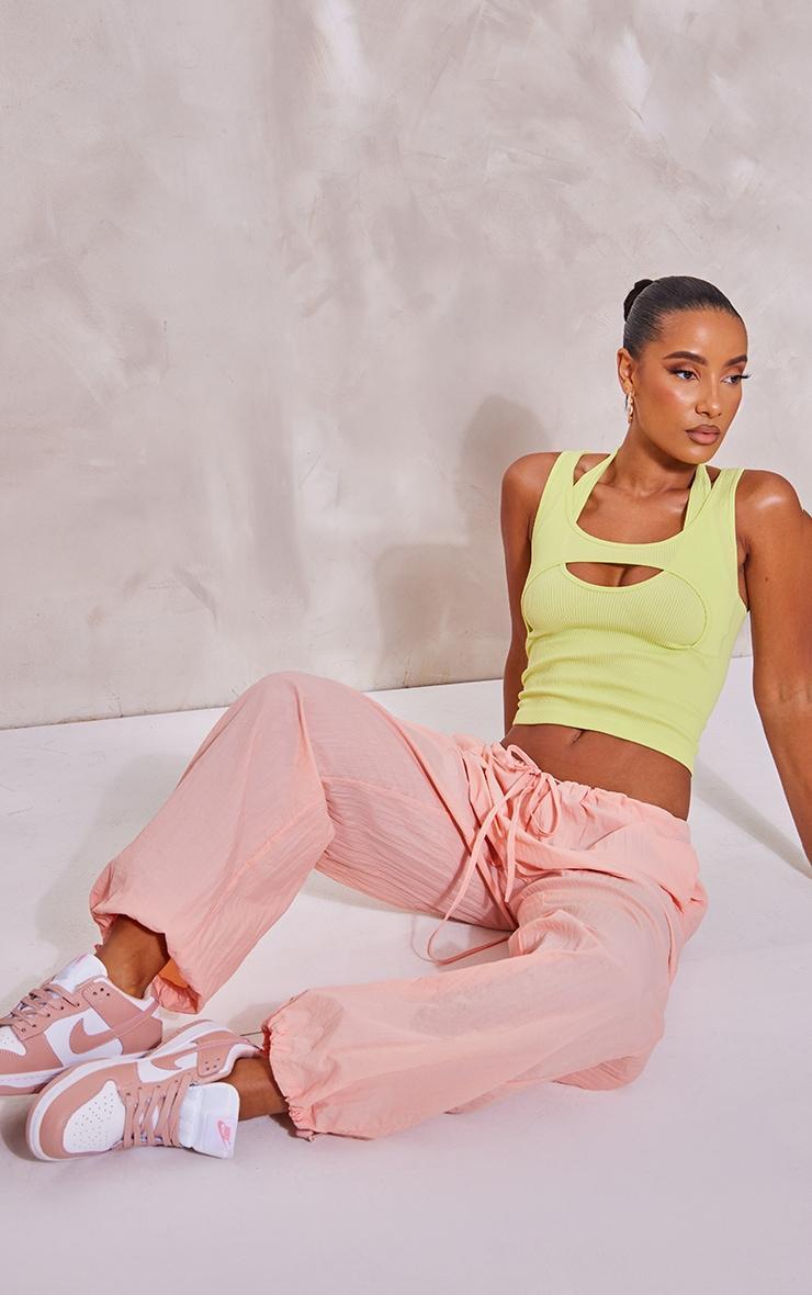 Lime Snatched Rib Double Layer Halter Top Product Image