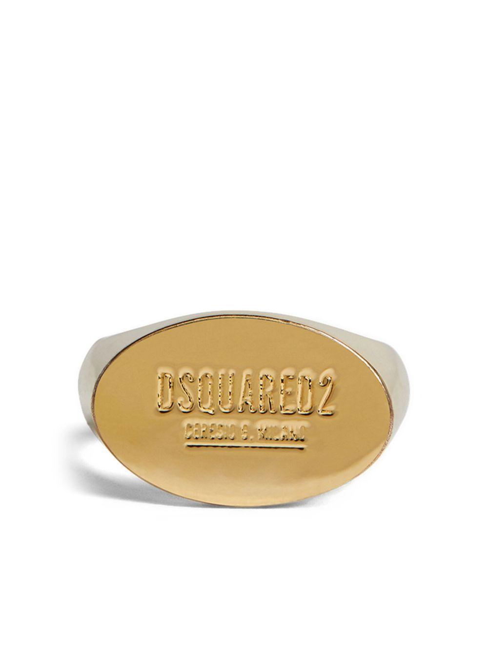 logo-engraved burnished-finish ring Product Image