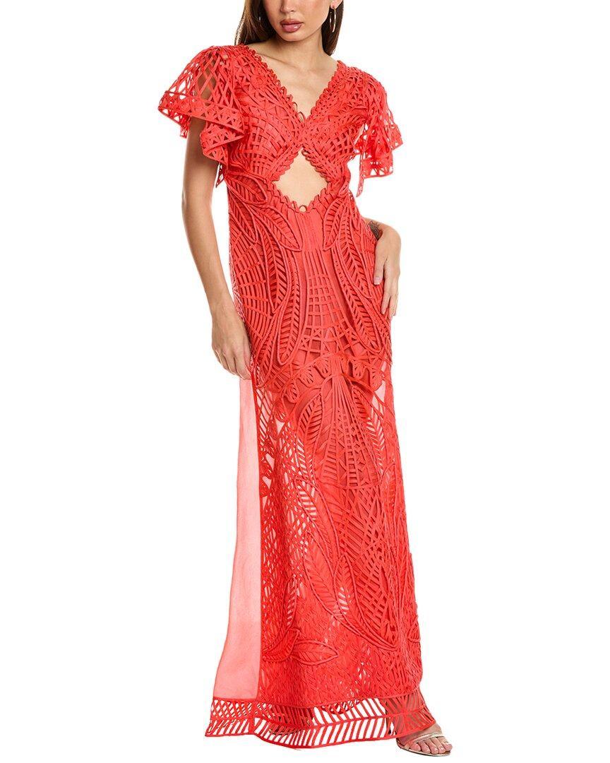 ALBERTA FERRETTI Lace Silk Gown In Pink Product Image