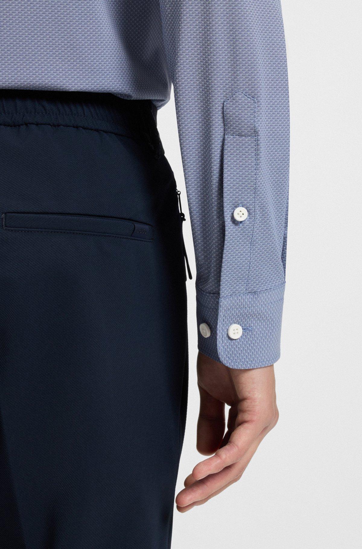 BOSS - Slim-fit shirt in performance-stretch Italian jacquard - Dark Blue Product Image