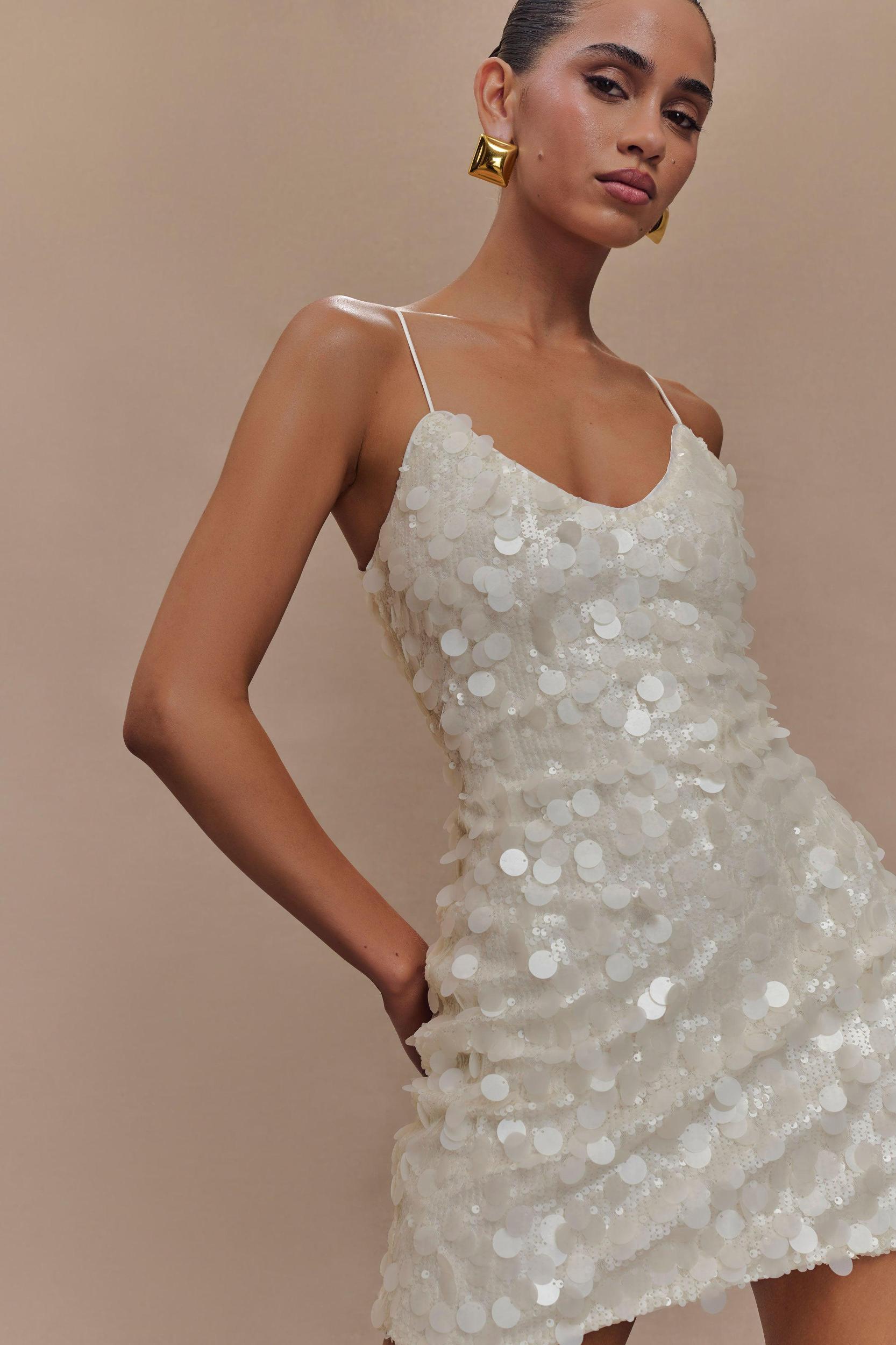 Romilly Sequin Mini Dress - Ivory Product Image
