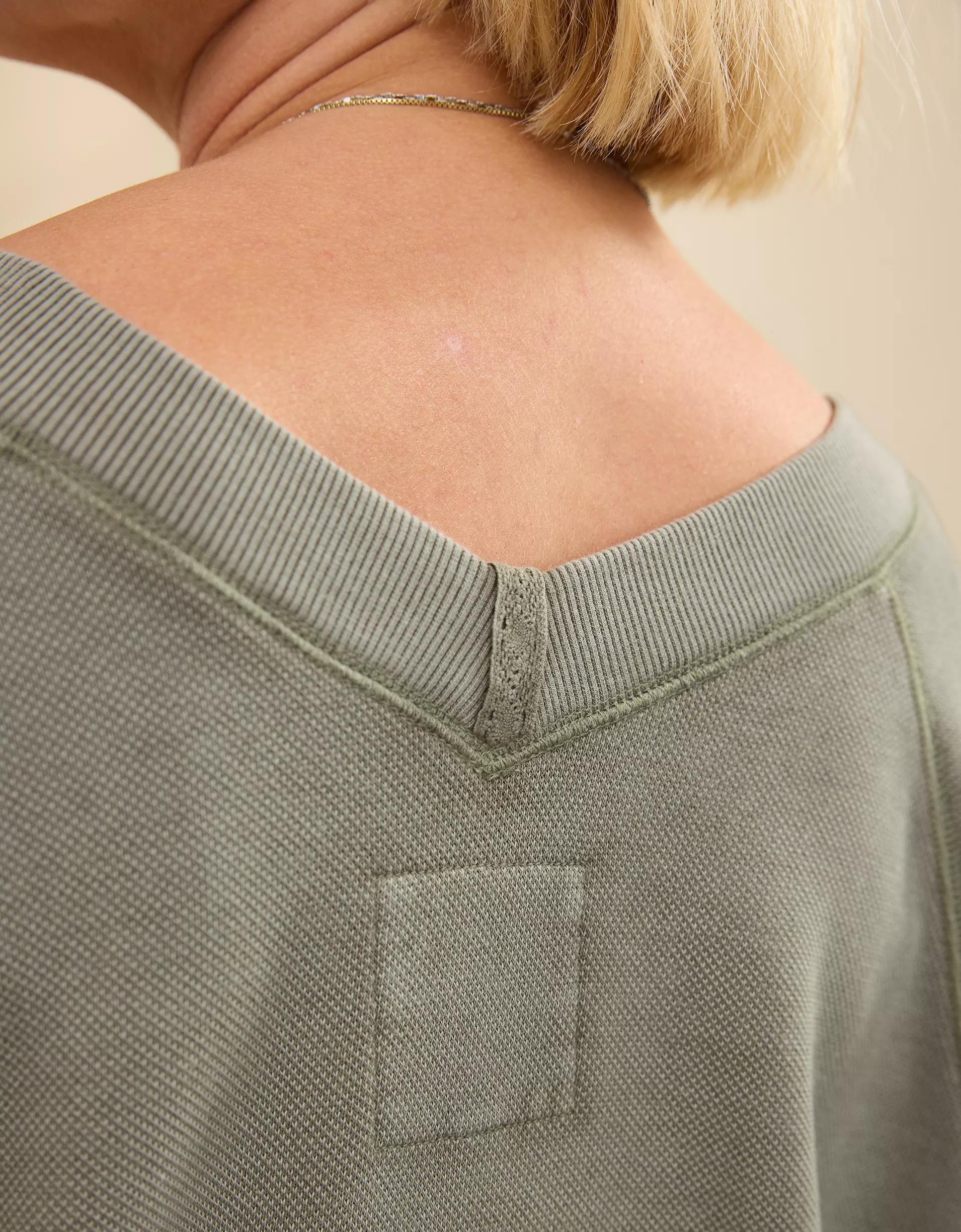 Aerie Downtime Textured V-Neck Sweatshirt Product Image