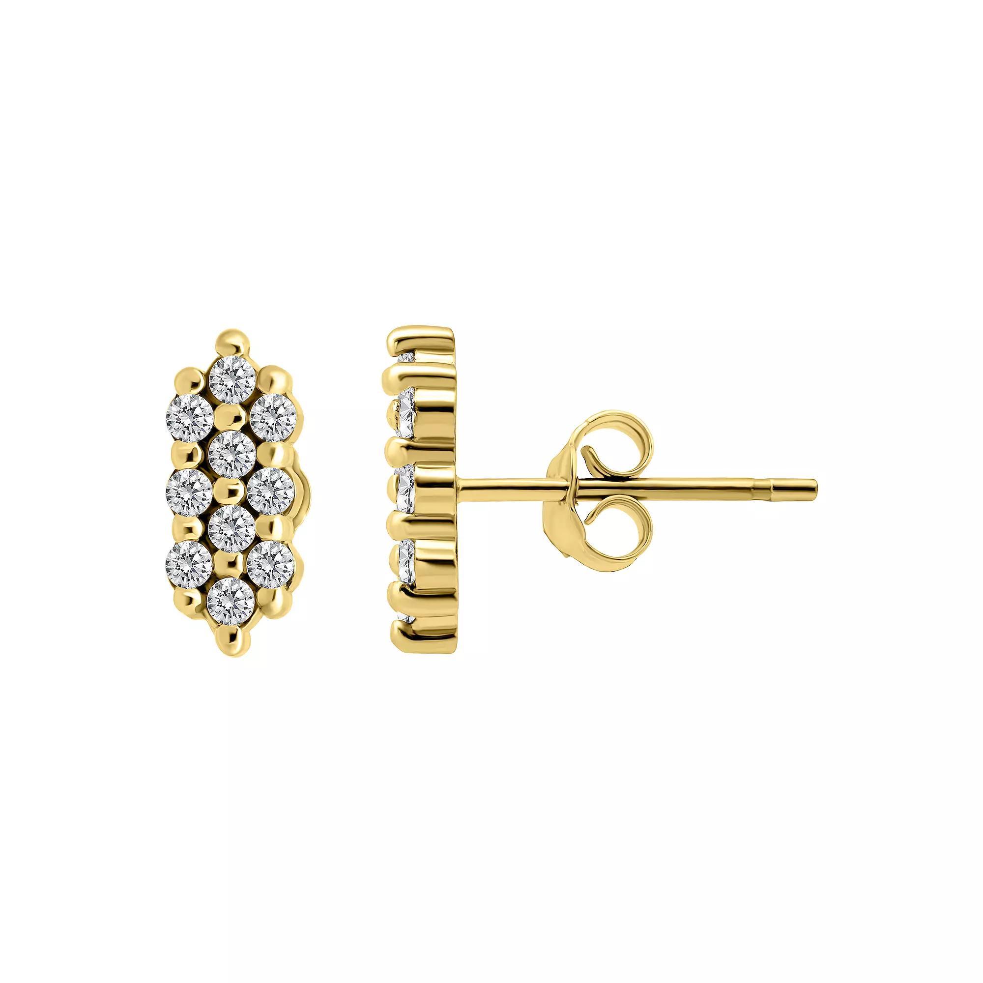 Aleure Precioso Sterling Silver Cubic Zirconia Cluster Stud Earrings, Womens, Gold Tone Product Image