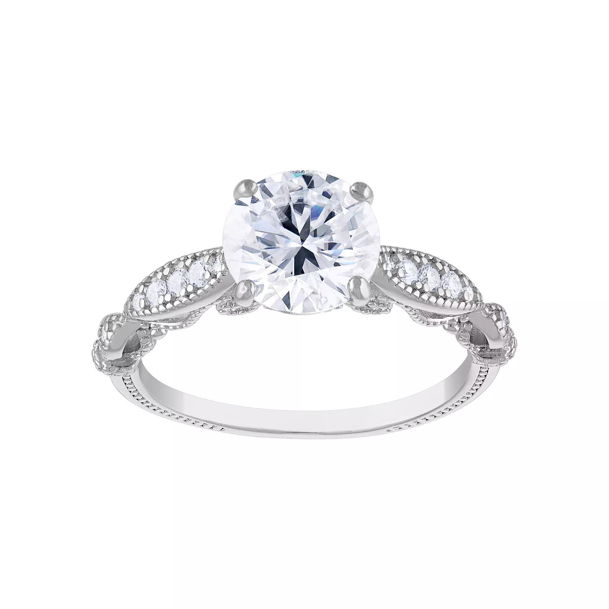 White Lotus Sterling Silver 2 1/3 Carat T.W. Lab-Created Moissanite Engagement Ring, Women's, Size: 6 Product Image