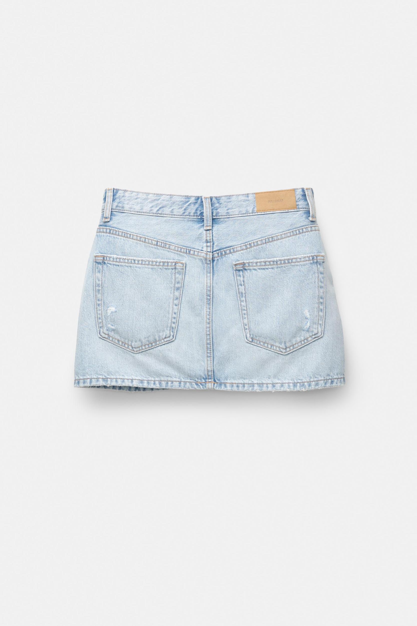 Ripped denim mini skirt Product Image