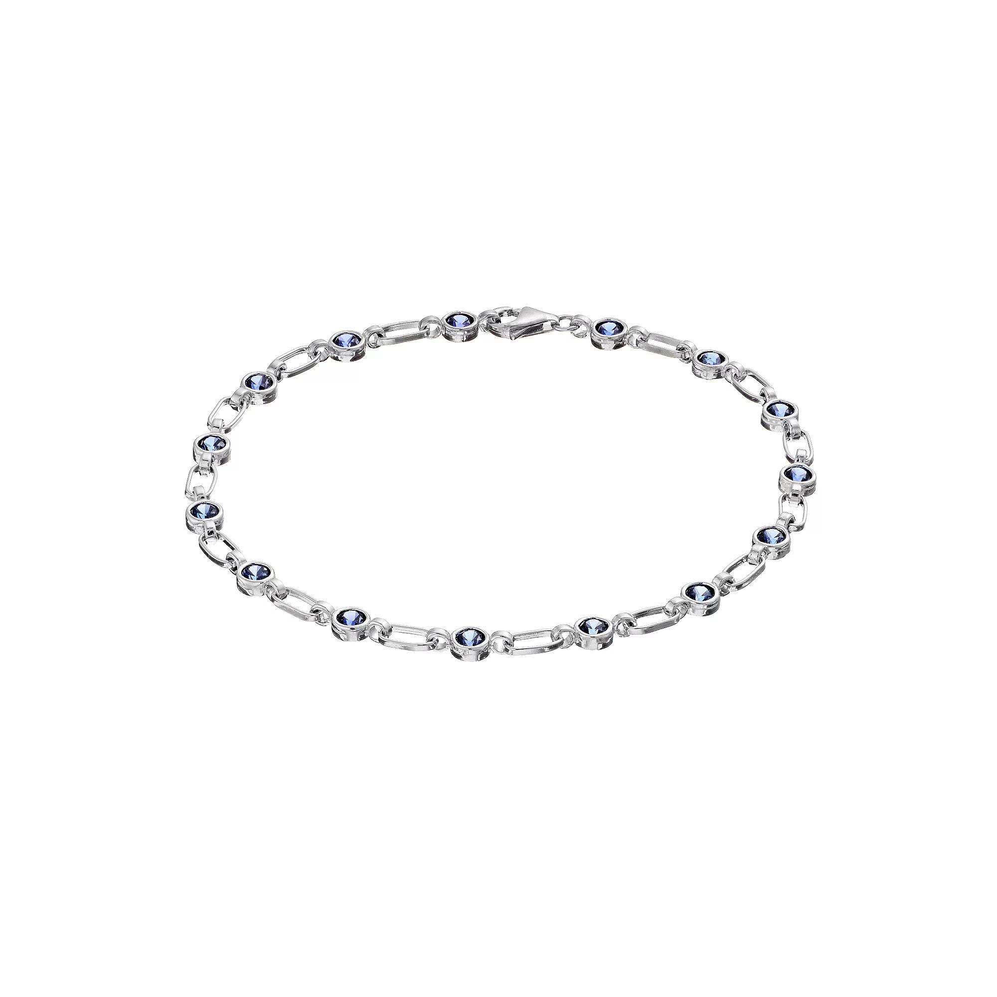 Kristen Kesho Sterling Silver Lab-Created Sapphire Tennis Bracelet, Women's, Size: 7.25" Product Image