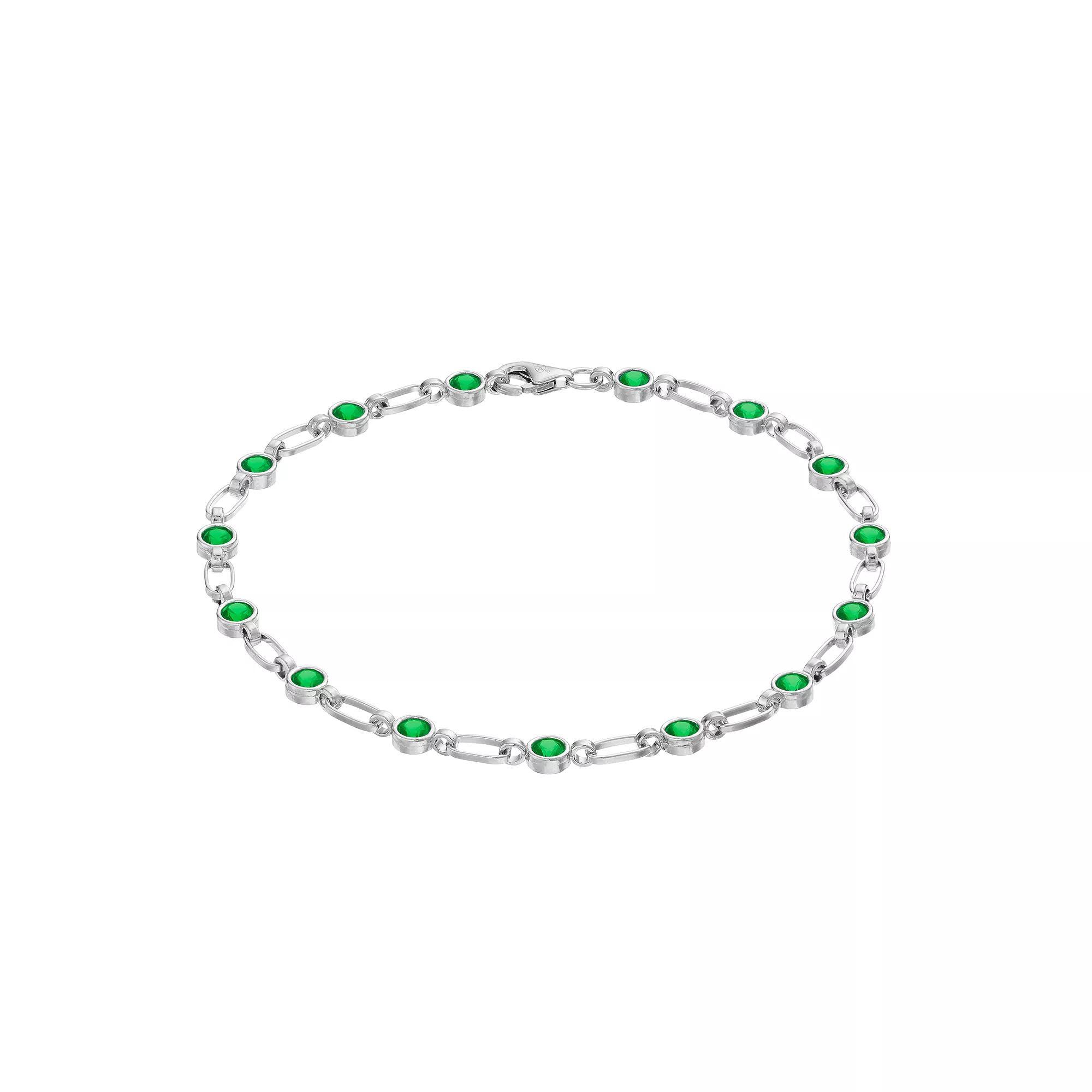 Womens Kristen Kesho Kristen Kesho, Sterling Silver Lab-Created Emerald Tennis Bracelet, Women's, Size: 7.5" Product Image