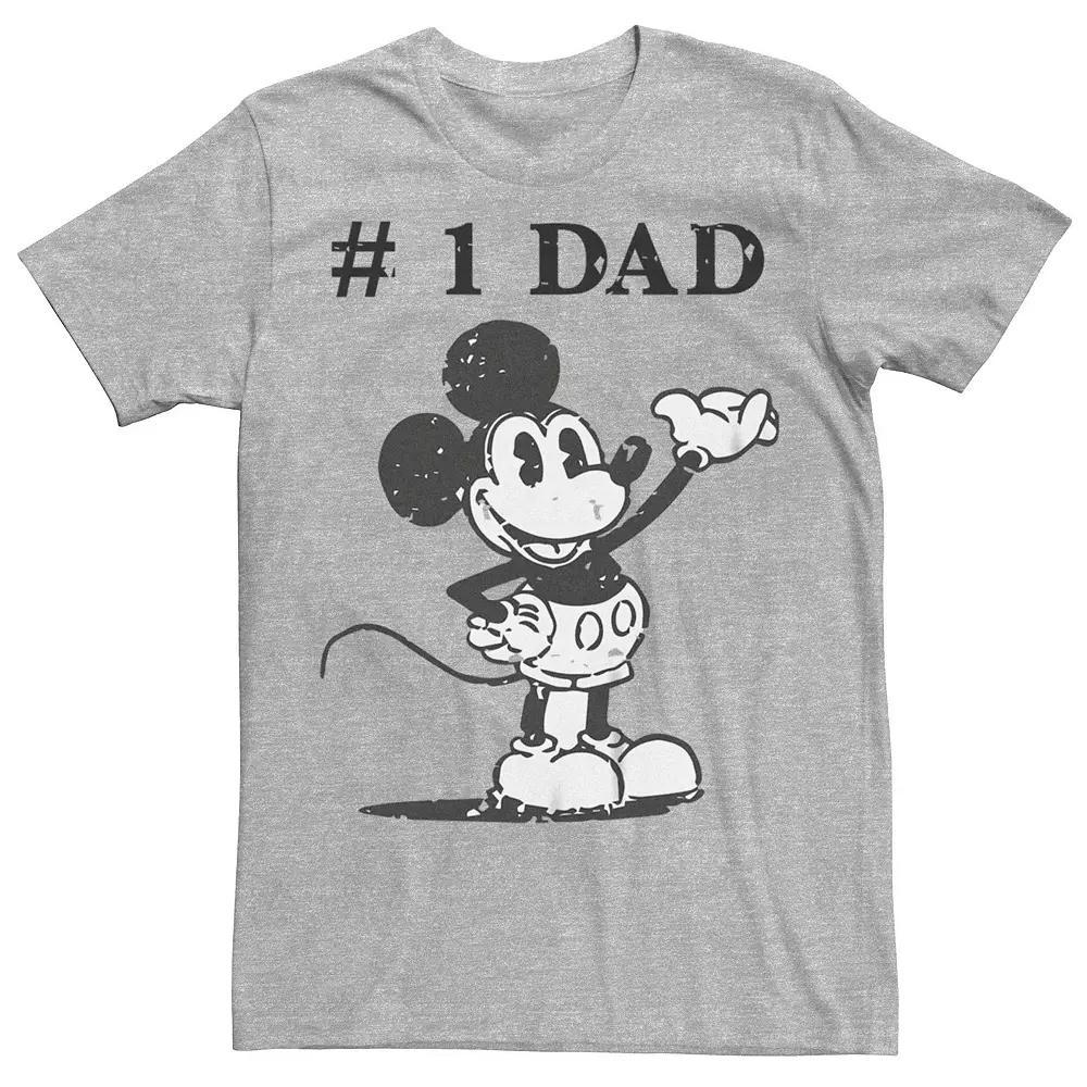 Disney's Mickey Mouse Men's Classic Number 1 Dad Cracked Paint Style Graphic Tee, Size: XL, Athletic Grey Product Image