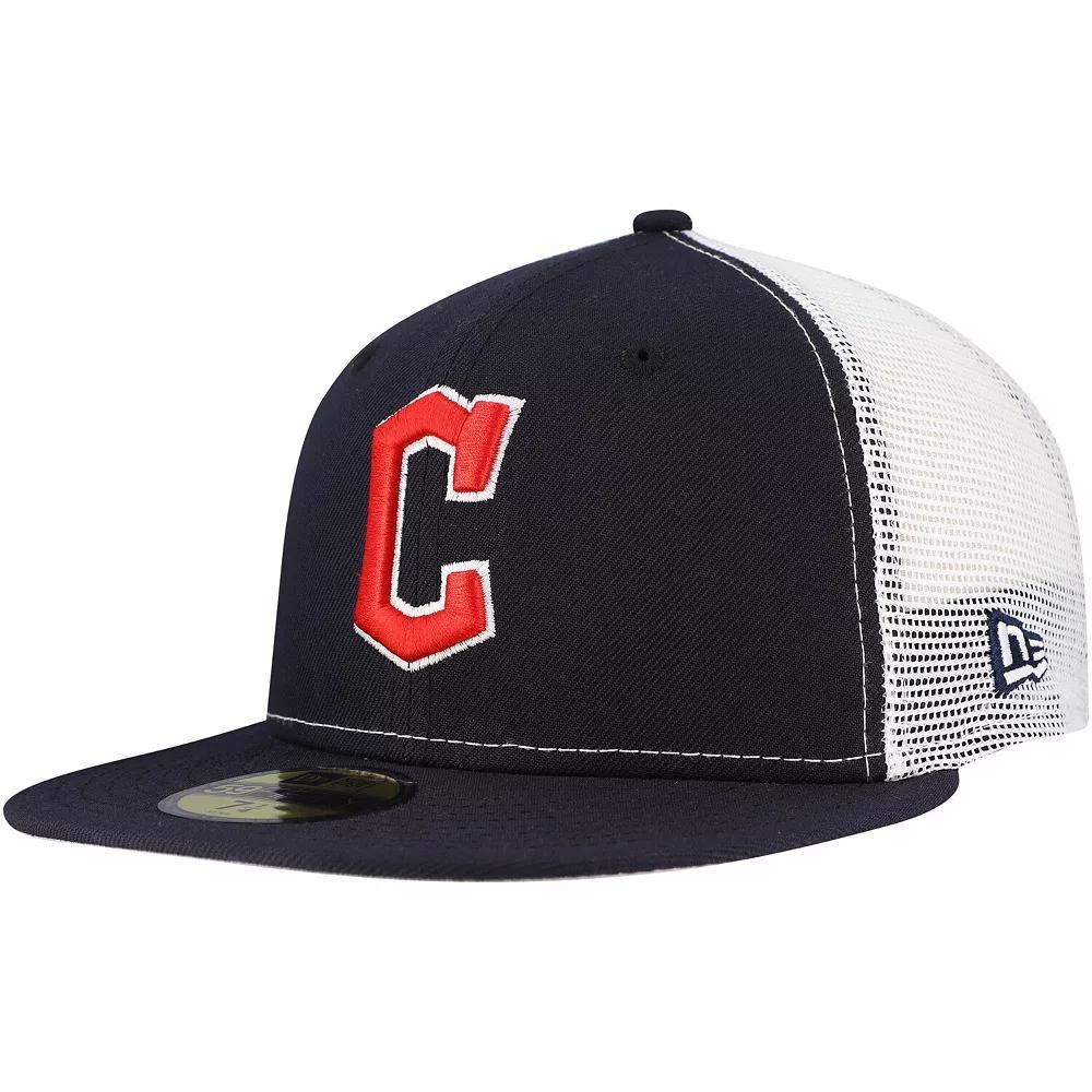 Men's New Era Navy Cleveland Guardians Team Color 59FIFTY Trucker Fitted Hat, Size: 7 1/8, Grd Blue Product Image