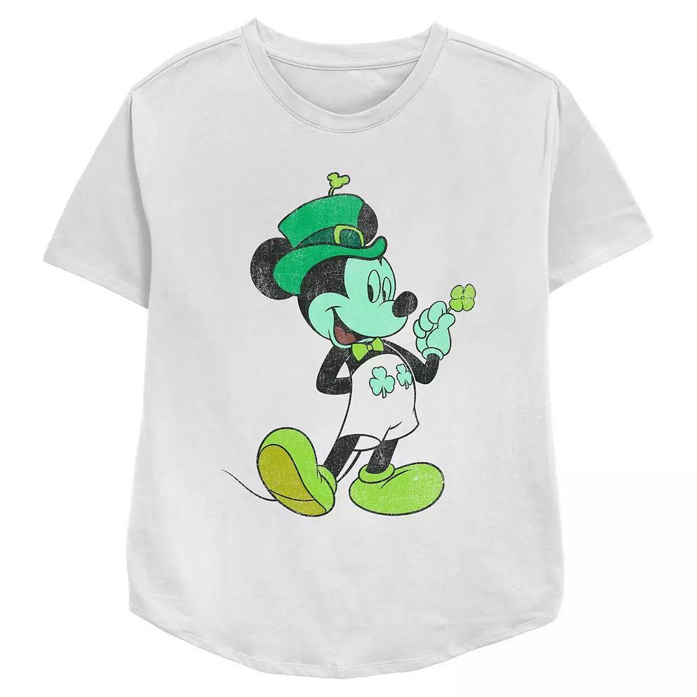Disney's Mickey Mouse Lucky Outfit Women's Relaxed Fit Graphic Tee, Size: Medium, White Product Image