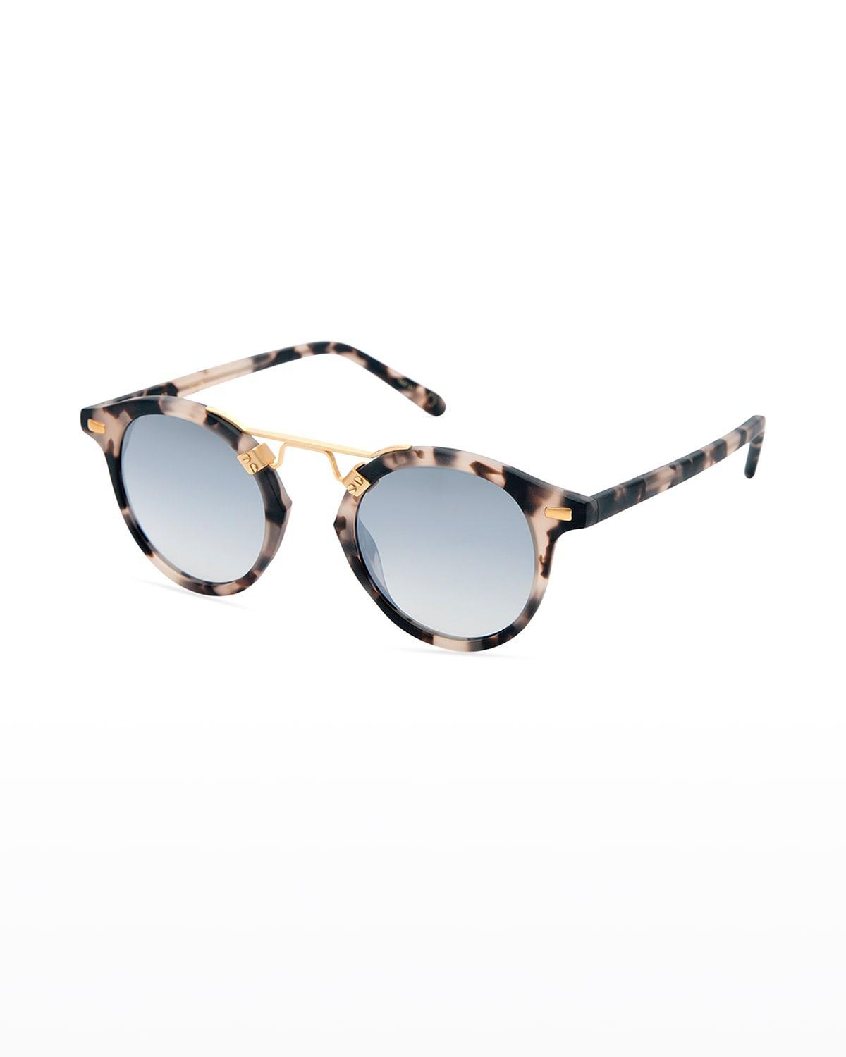 St. Louis Round Gradient Sunglasses, Rose/White Tortoise Product Image