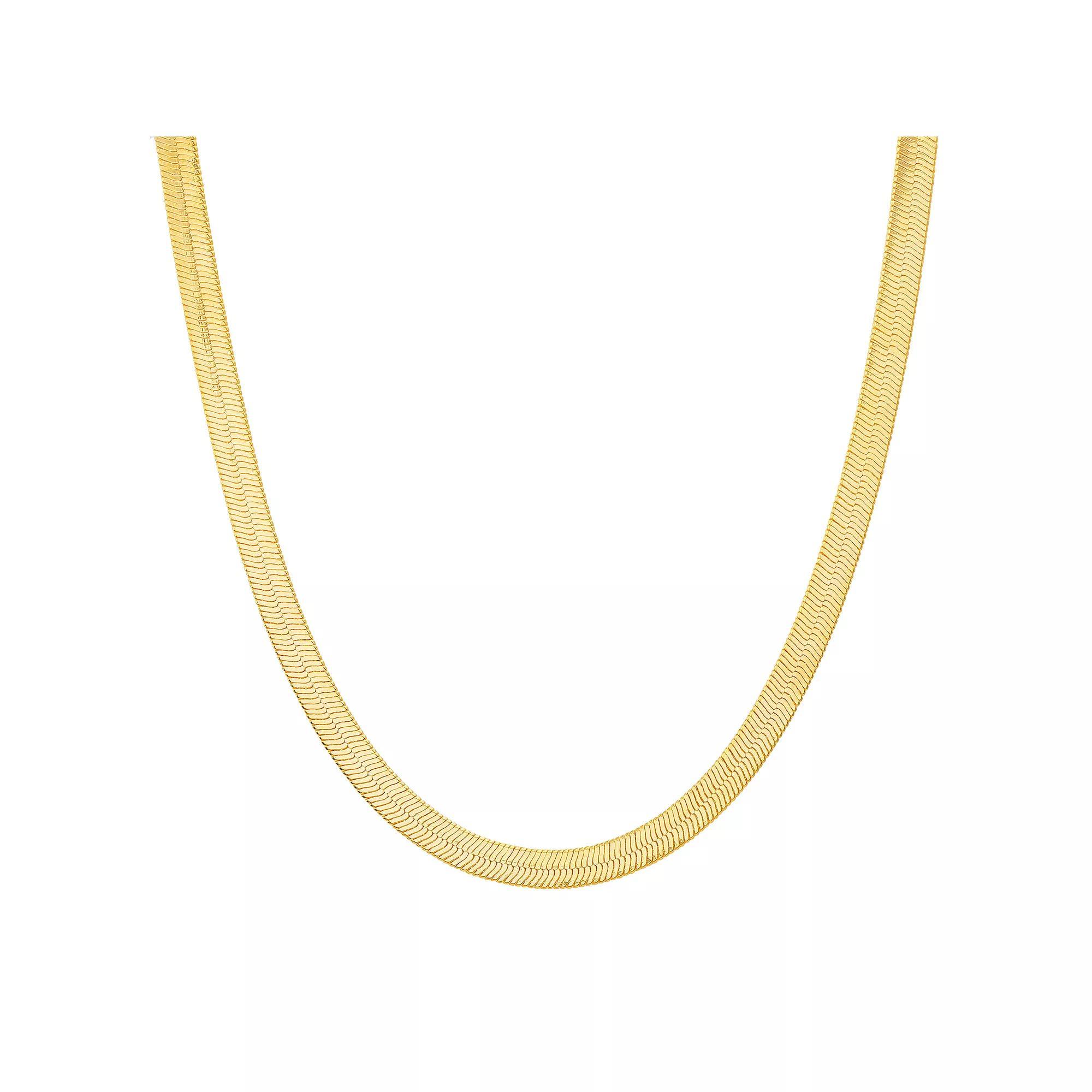 Paige Harper 14k Gold Plated Herringbone Chain Necklace - 18 in., Womens Gold Tone Product Image