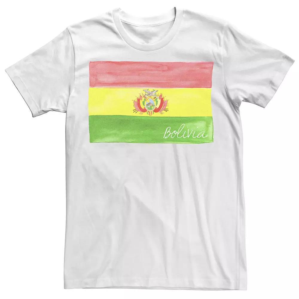 Men's HHM Bolivia Watercolor Flag Tee, Size: Large, White Product Image