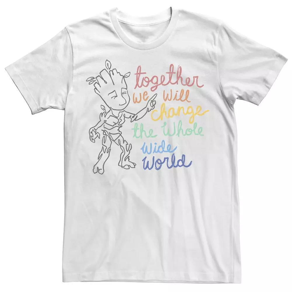 Men's Marvel Groot Together We Will Change The Whole Wide World Tee, Size: Large, White Product Image
