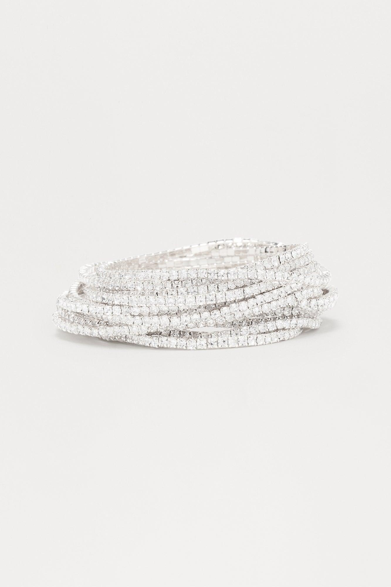 Rich In Spirit 15 Piece Rhinestone Bracelet Set - Silver Female Product Image