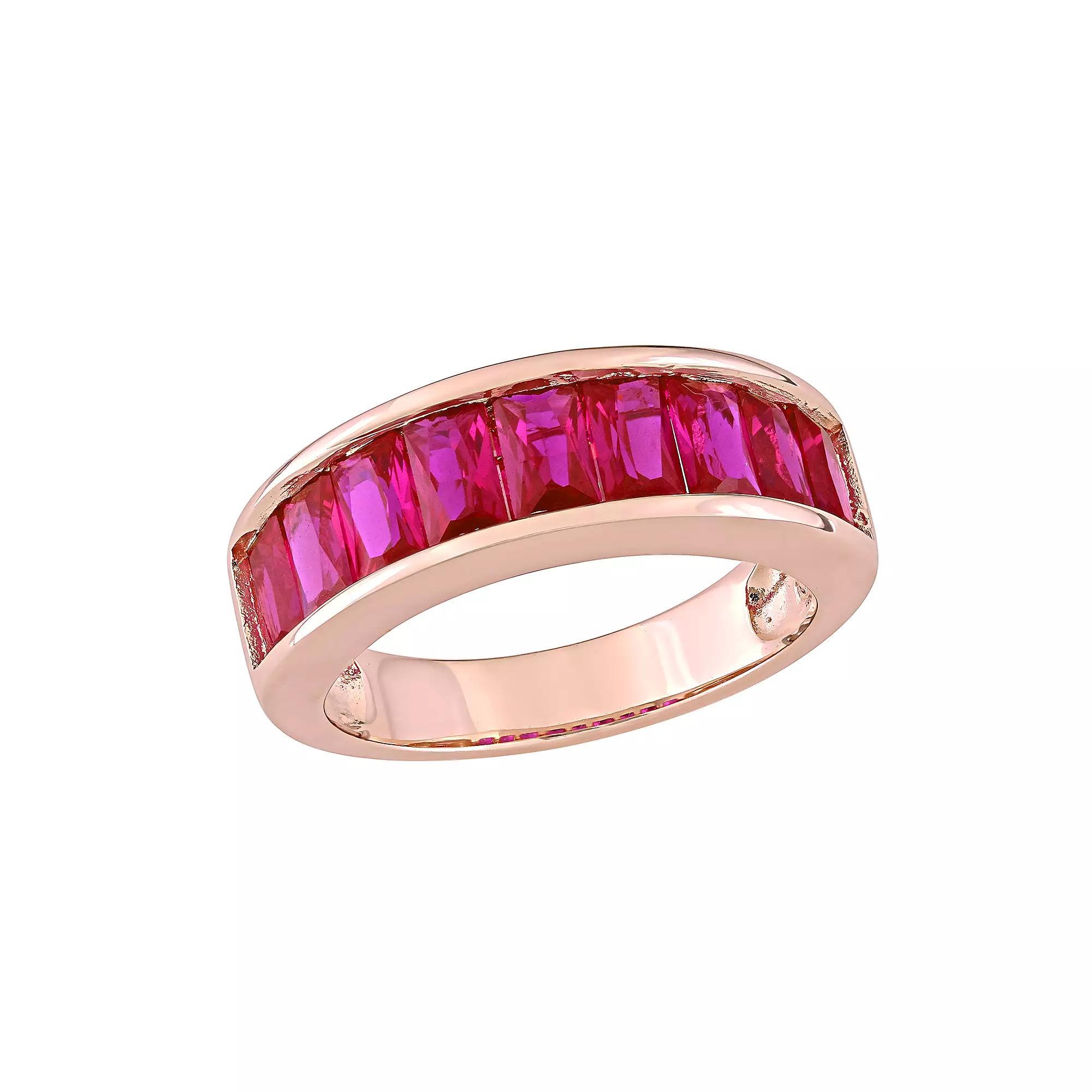 Stella Grace 18k Rose Gold Over Silver Lab-Created Ruby Anniversary Band, Women's, Size: 5, Sterling Product Image