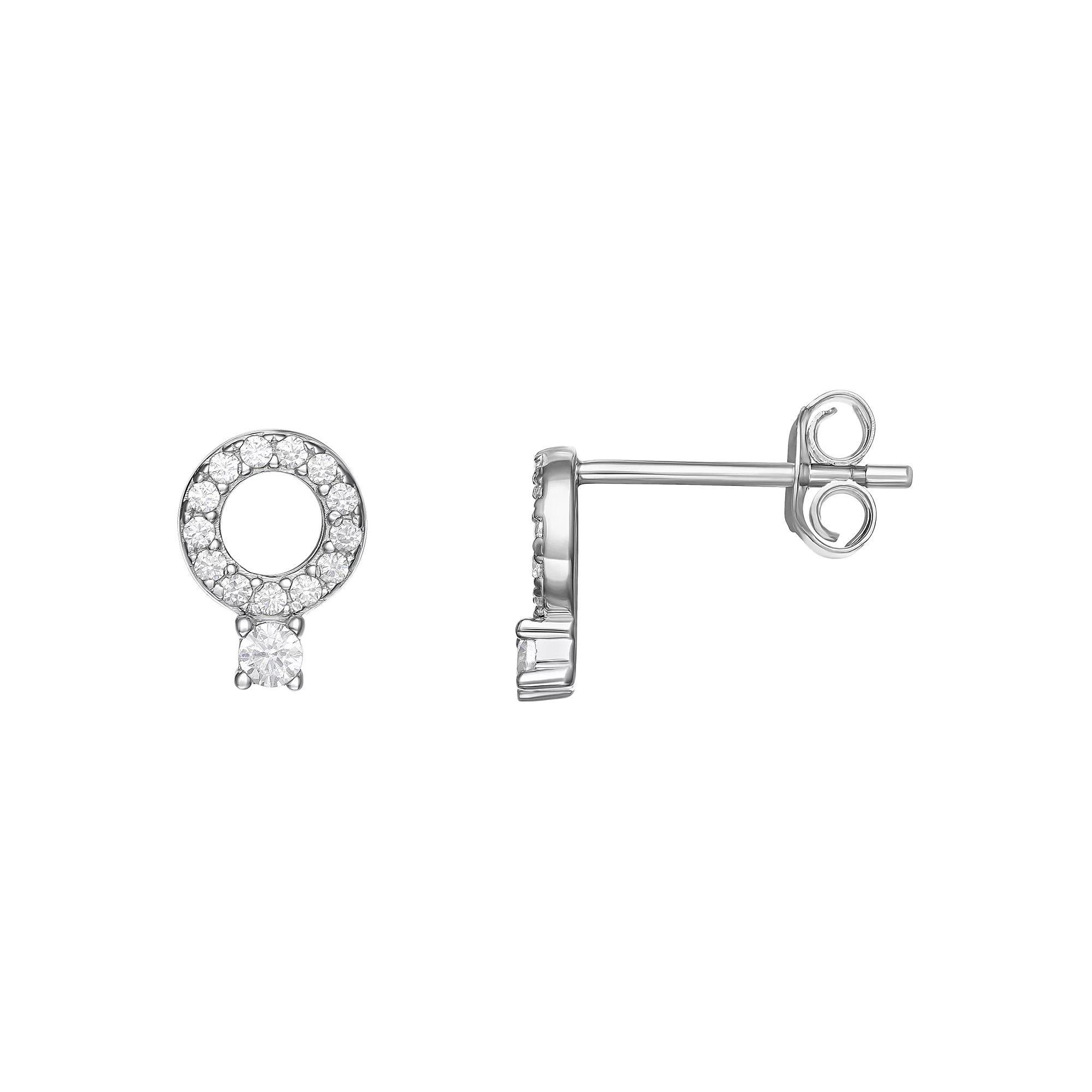 PRIMROSE Sterling Silver Cubic Zirconia Circle Earrings, Women's, Sterling Silver Clear Product Image