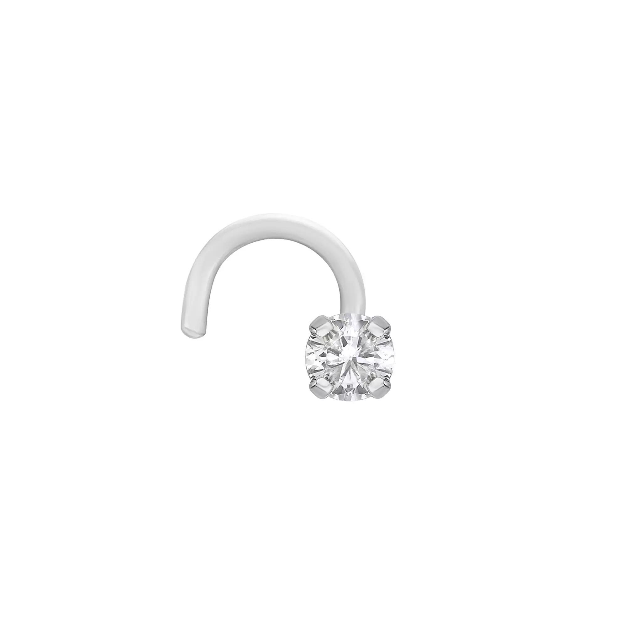 Lila Moon 14k White Gold Curved Diamond Accent Nose Stud, Women's, 14k Gold Product Image