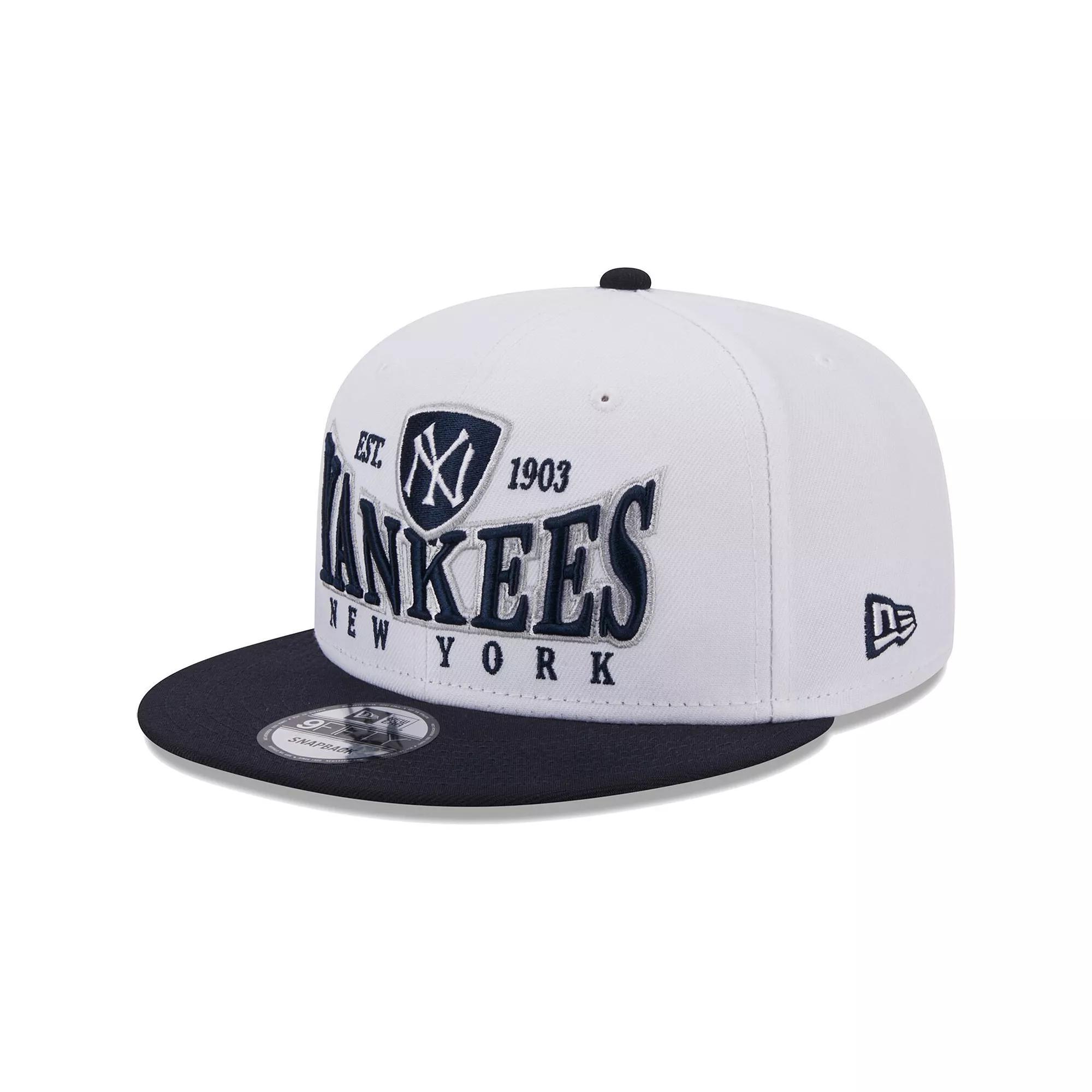Men's New Era White/Navy New York Yankees Crest 9FIFTY Snapback Hat Product Image