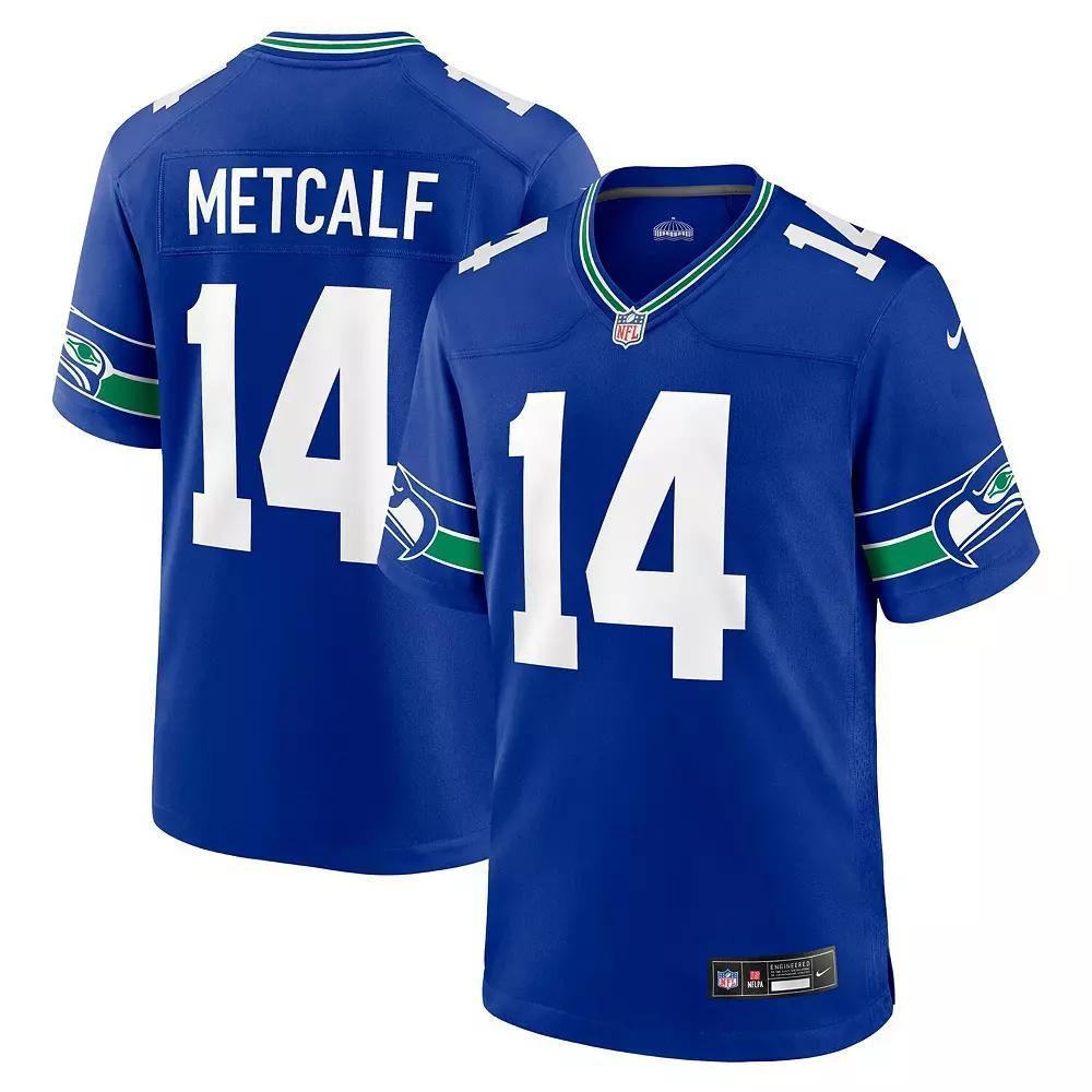 Mens Nike DK Metcalf Royal Seattle Seahawks Throwback Player Game Jersey Product Image