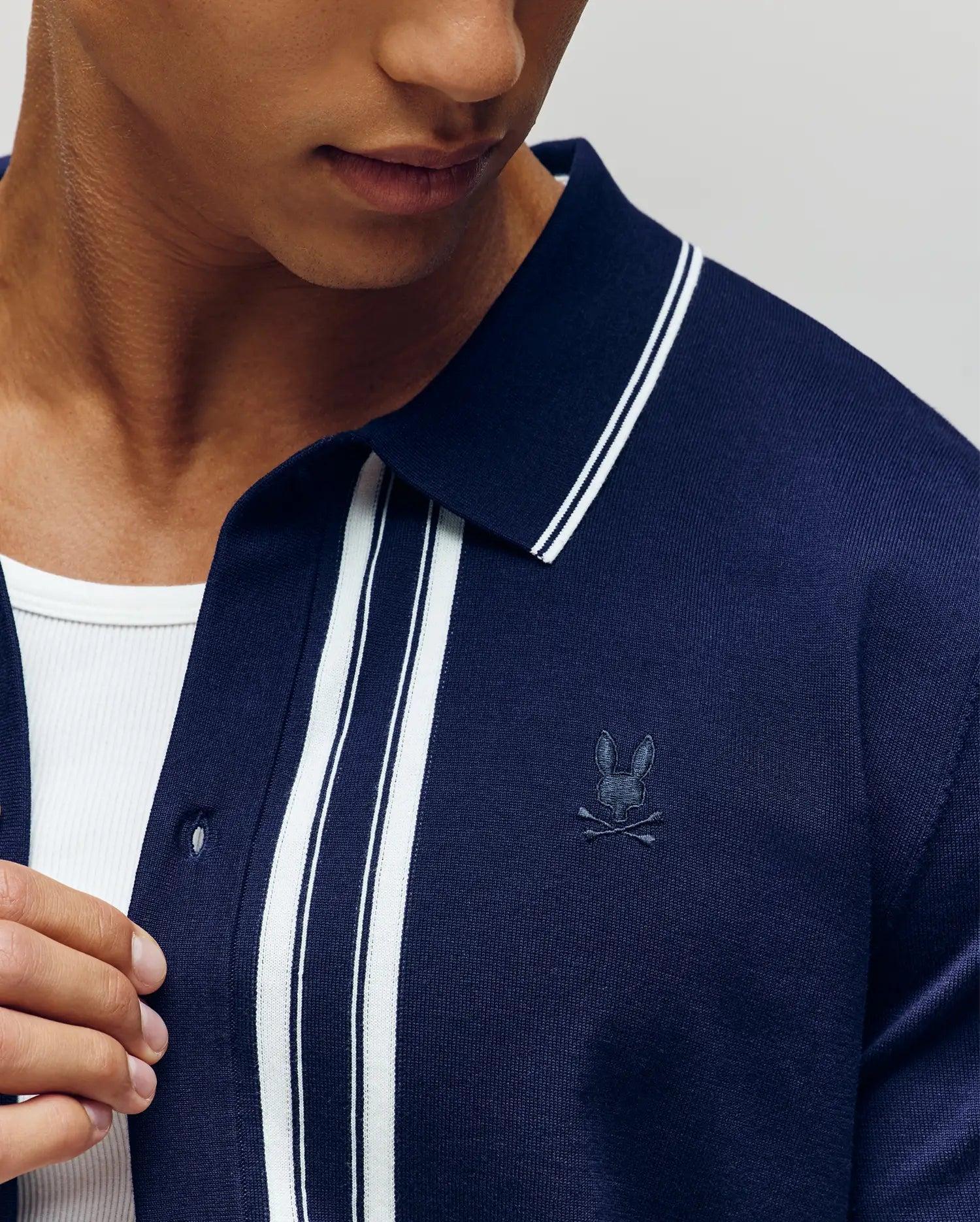 MENS PATRICE BORDER STRIPE KNIT SHIRT - MT0400054 Product Image