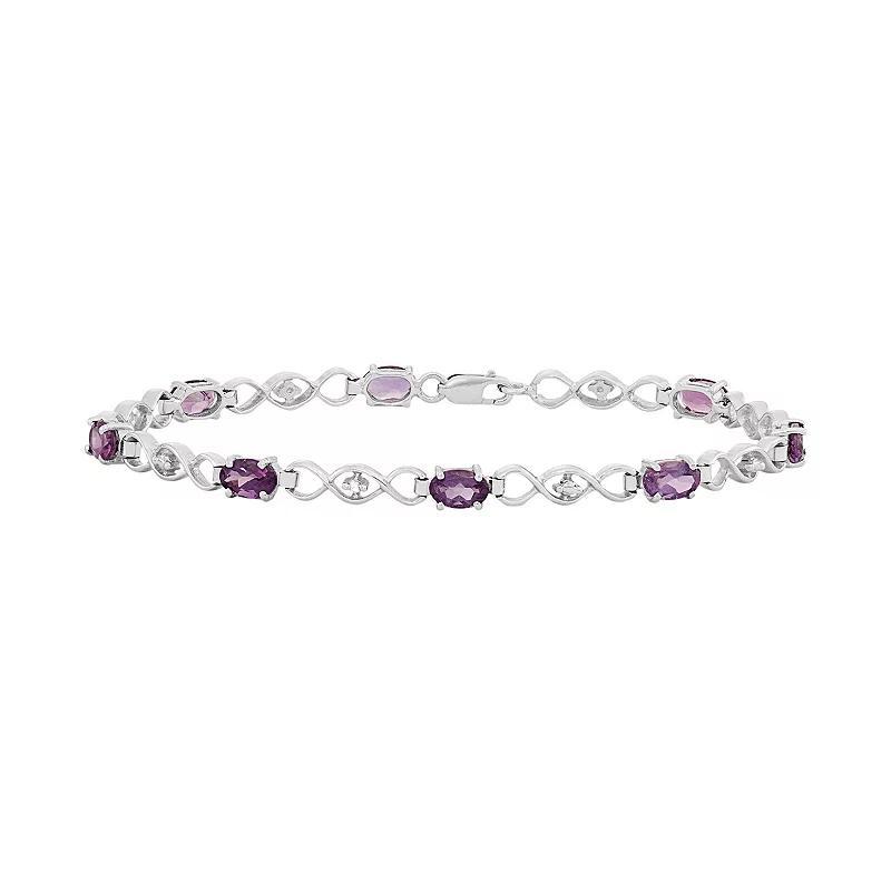 Jewelexcess Amethyst & Diamond Accent Sterling Silver Station Bracelet, Women's, Size: 7.5", Purple Product Image