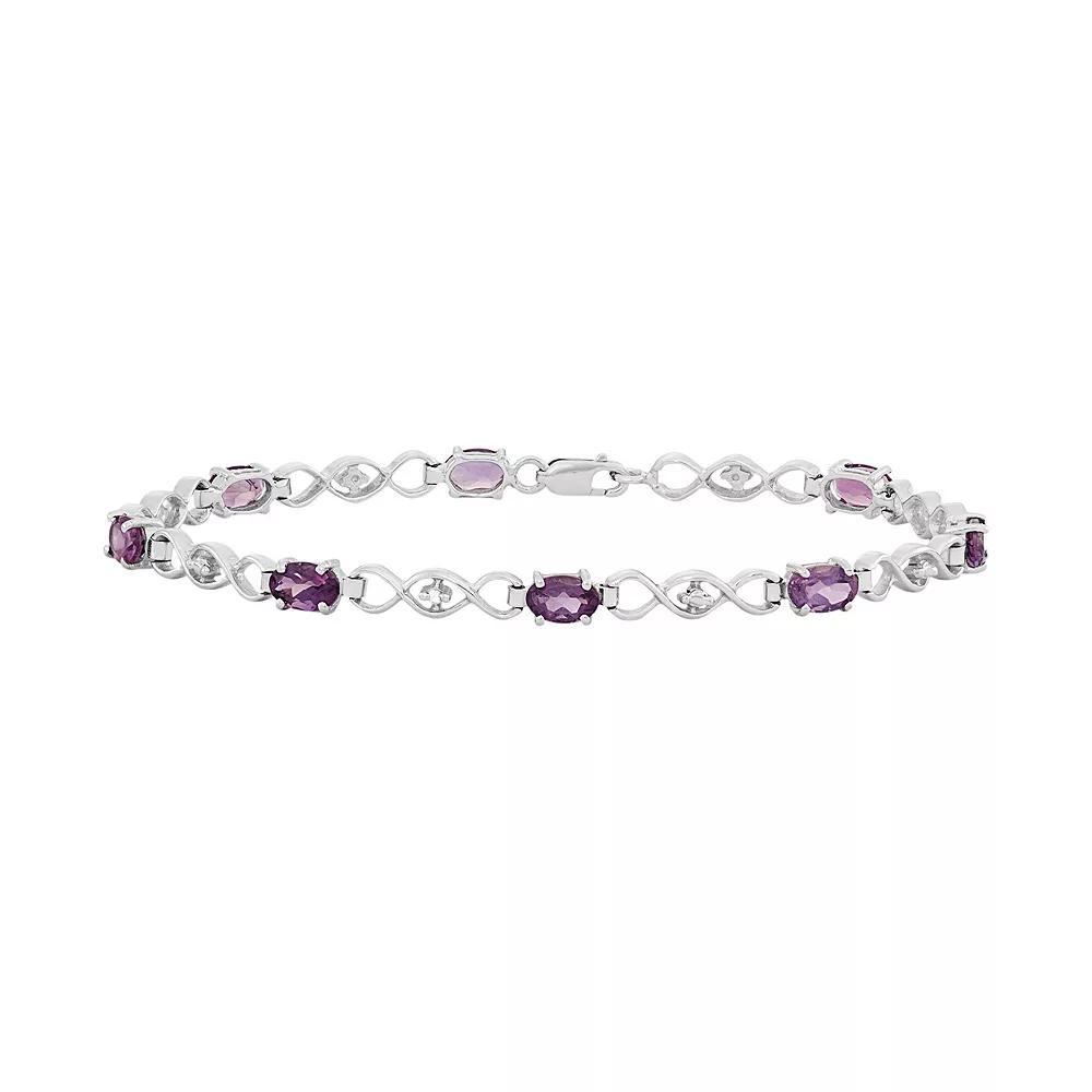 Jewelexcess Amethyst & Diamond Accent Sterling Silver Station Bracelet, Women's, Size: 7.5", Purple Product Image
