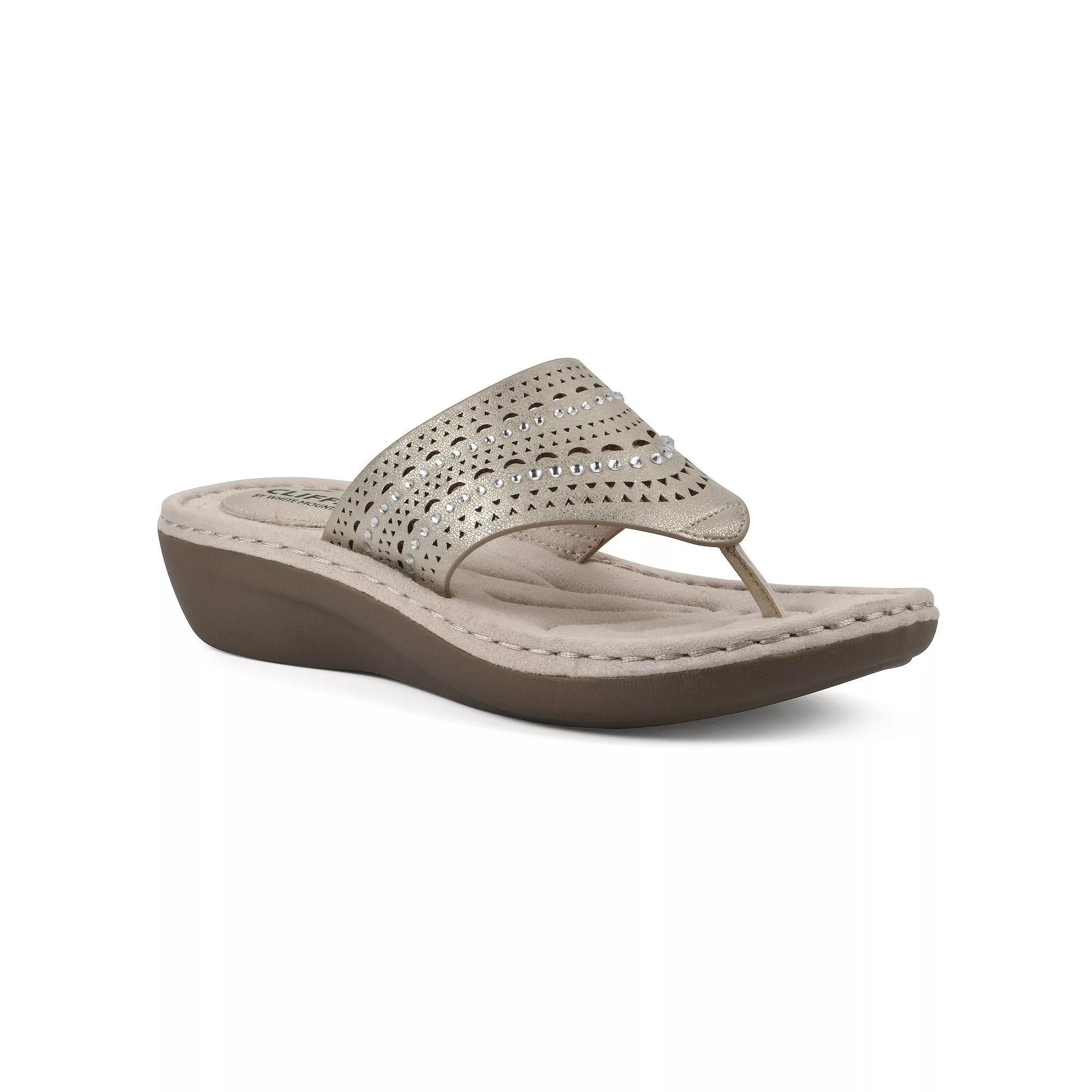 Cliffs by White Mountain Comate Women's Thong Sandals, Size: 6.5 Wide, Gold Grey Product Image