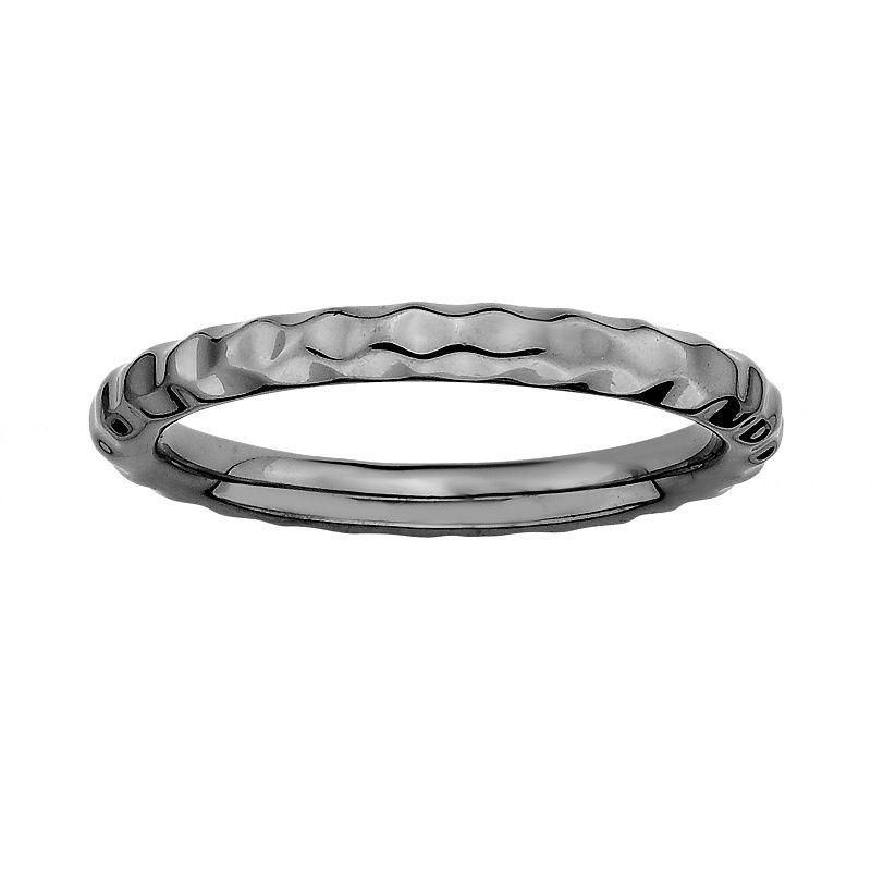 Stacks & Stones Ruthenium-Plated Sterling Silver Hammered Stack Ring, Women's, Size: 7, Black Product Image