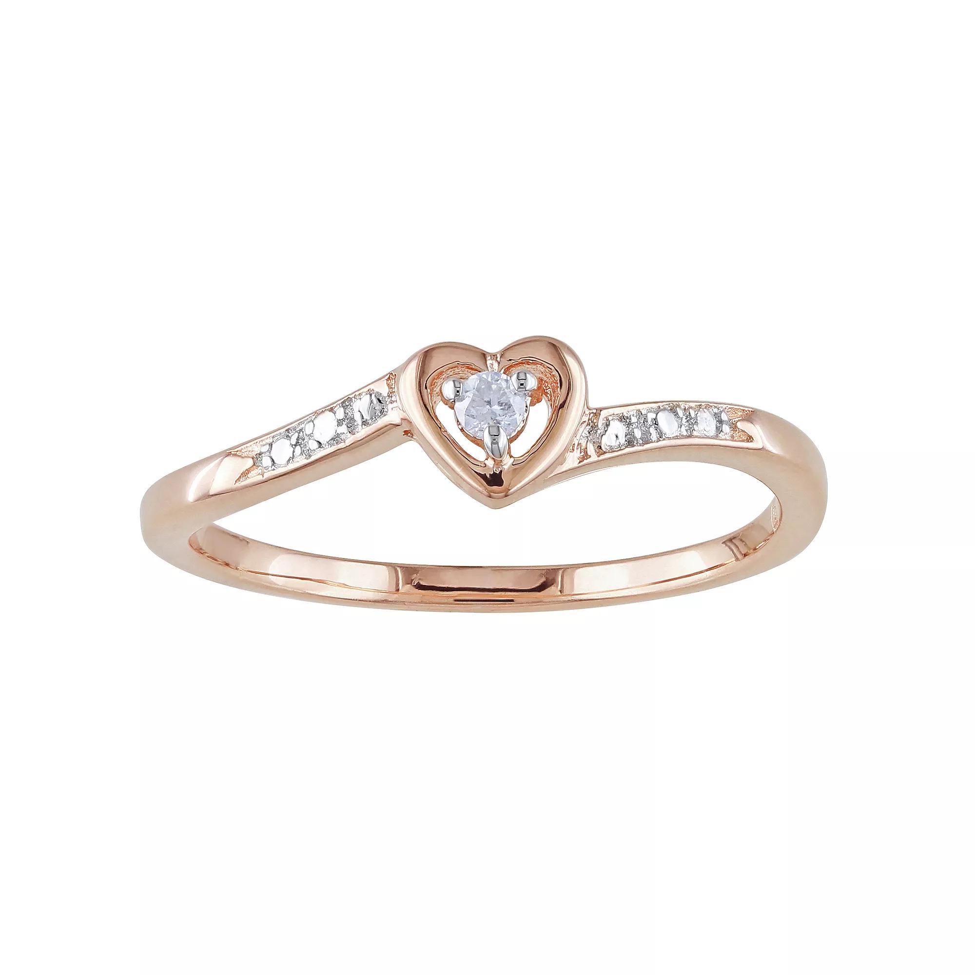 Stella Grace 18k Rose Gold Over Silver Diamond Accent Heart Ring, Women's, Size: 9, Pink Tone Product Image