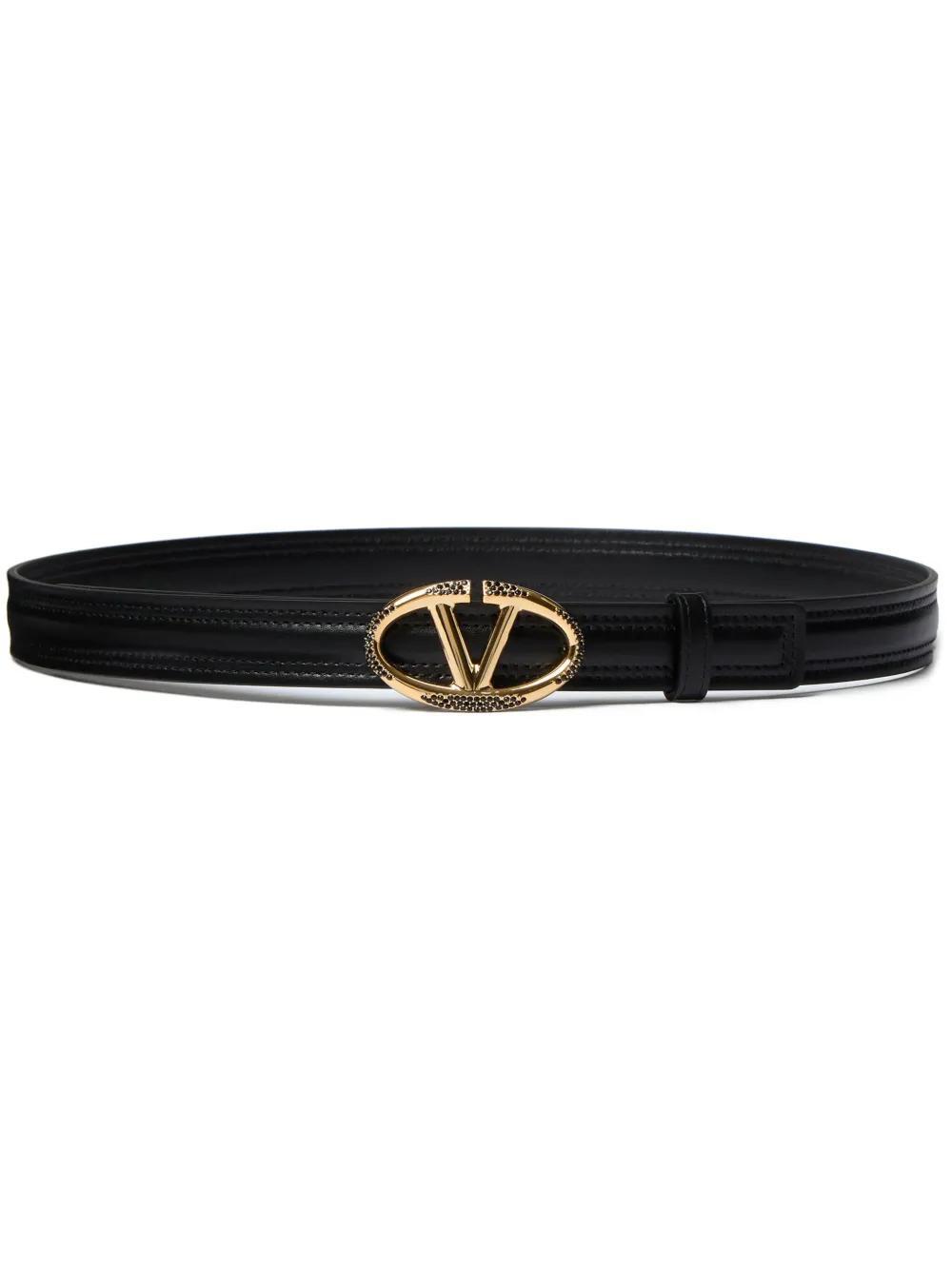 VALENTINO GARAVANI Vlogo Leather Belt In Black Product Image