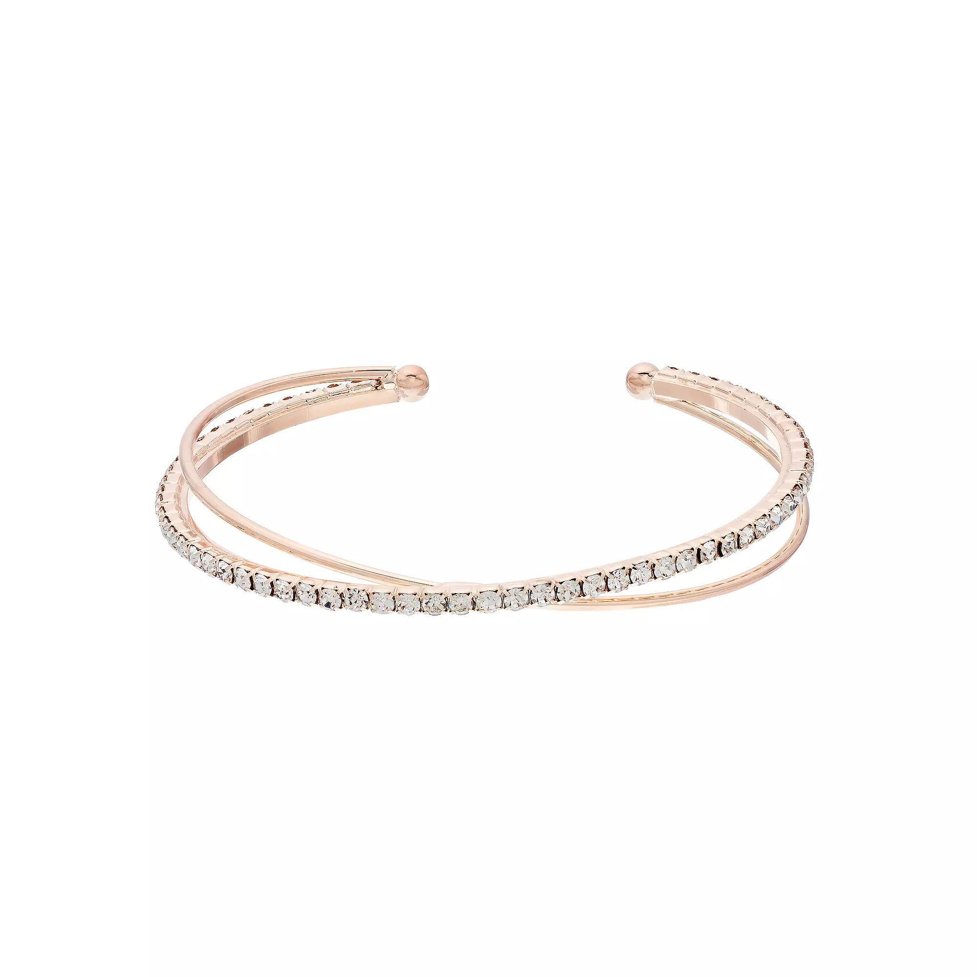 LC Lauren Conrad Pave Cuff Bracelet, Women's, Rose Gold Tone Product Image