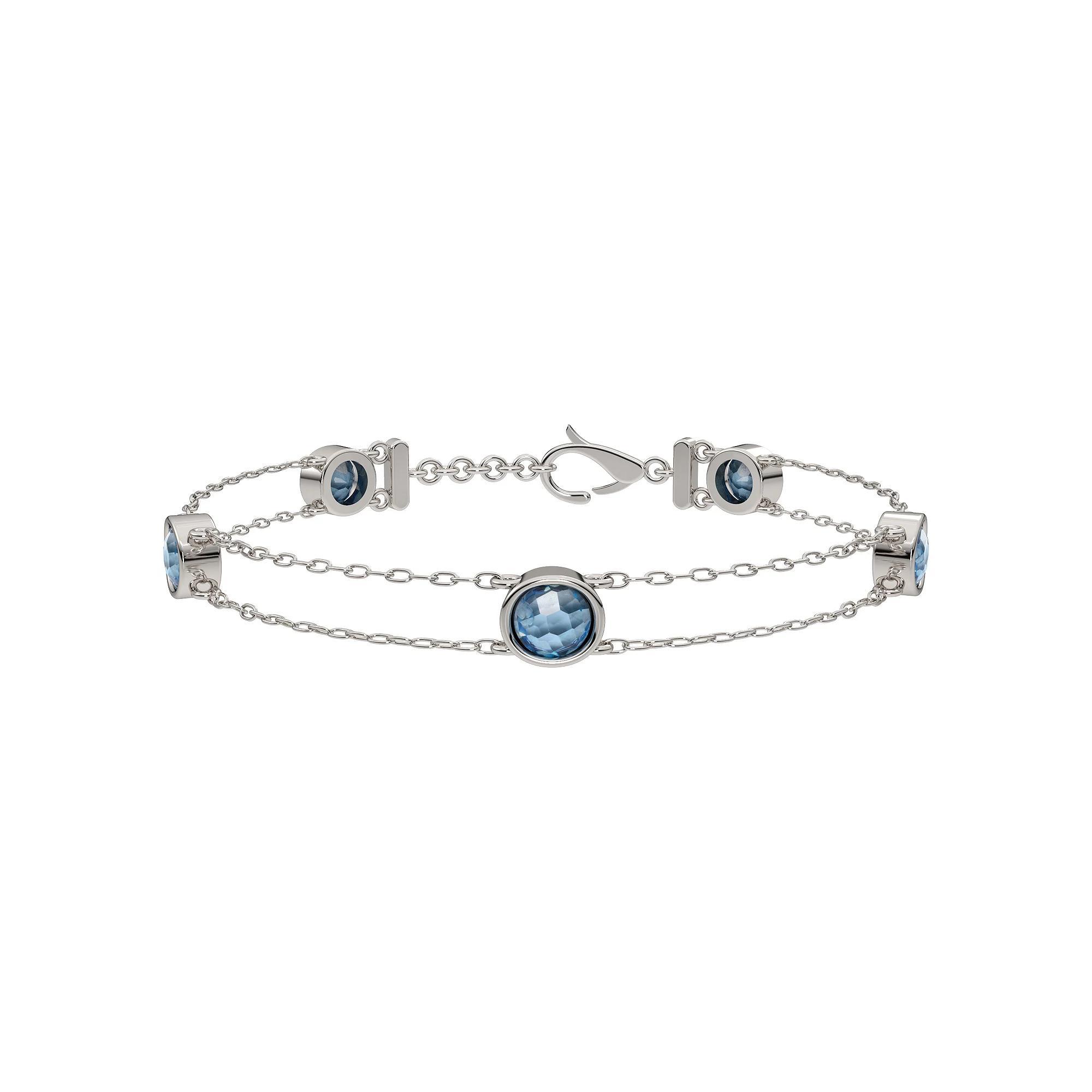 Sterling Silver Swiss Blue Topaz Bracelet, Women's Product Image