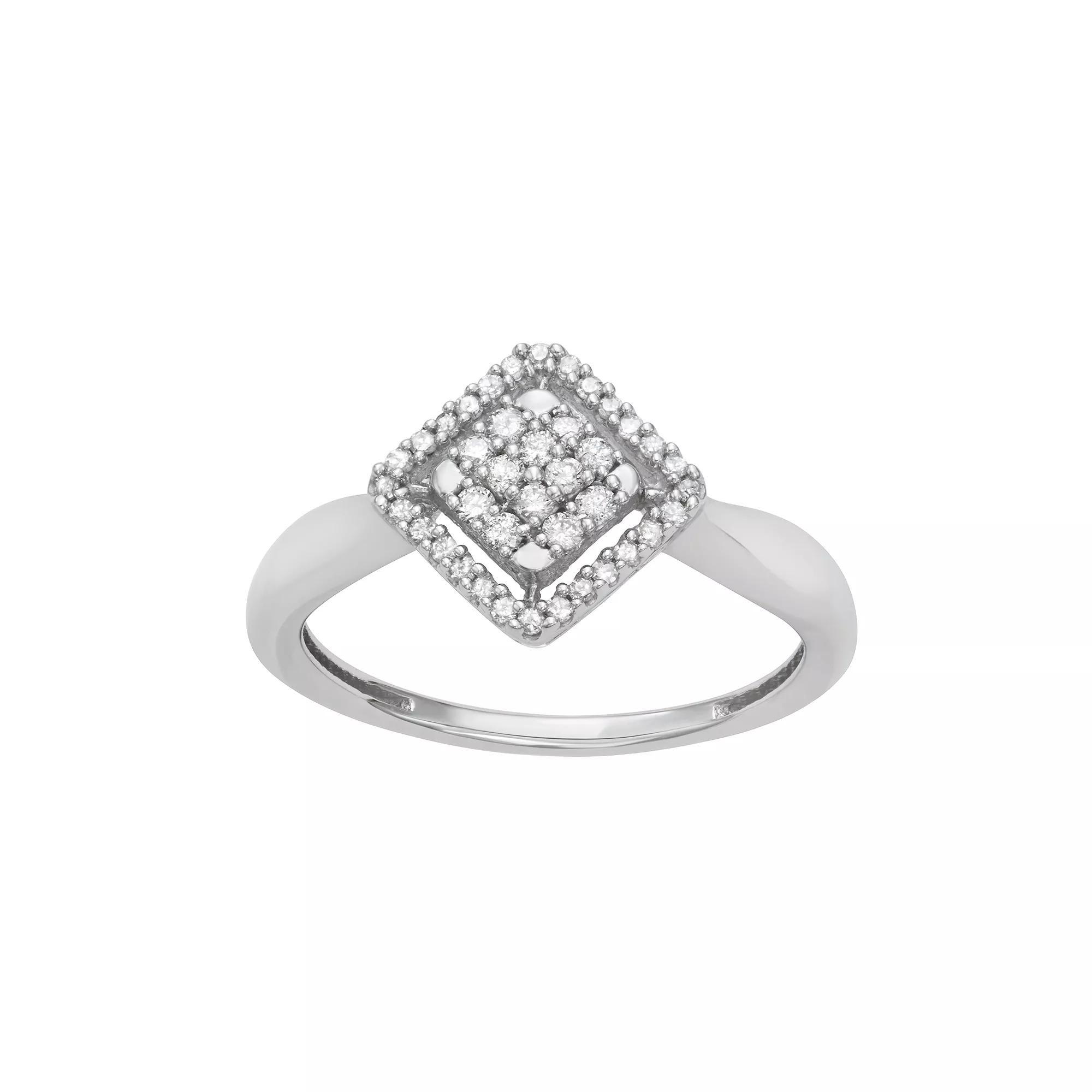 HDI 10k White Gold 1/4 Carat T.W. Diamond Square Ring, Women's, Size: 8, 10k Whgold Product Image