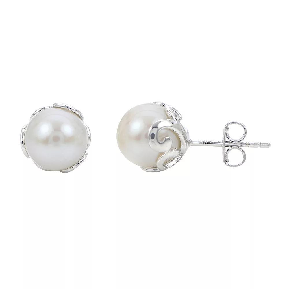 PearLustre by Imperial Sterling Silver Filigree Freshwater Cultured Pearl Stud Earrings, Womens Product Image