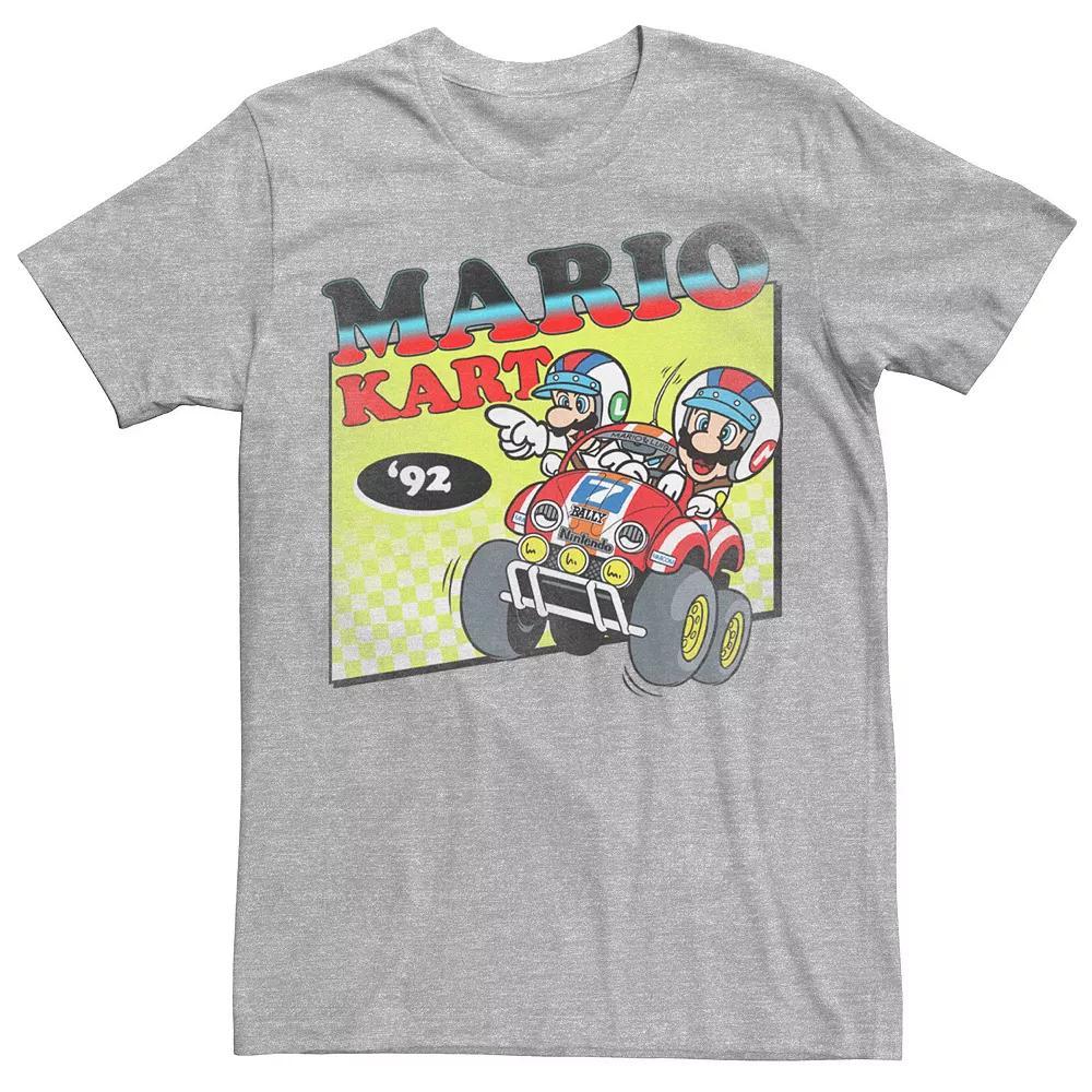 Men's Mario Kart Karting Retro Boxed Up Logo Tee, Size: Large, Athletic Grey Product Image